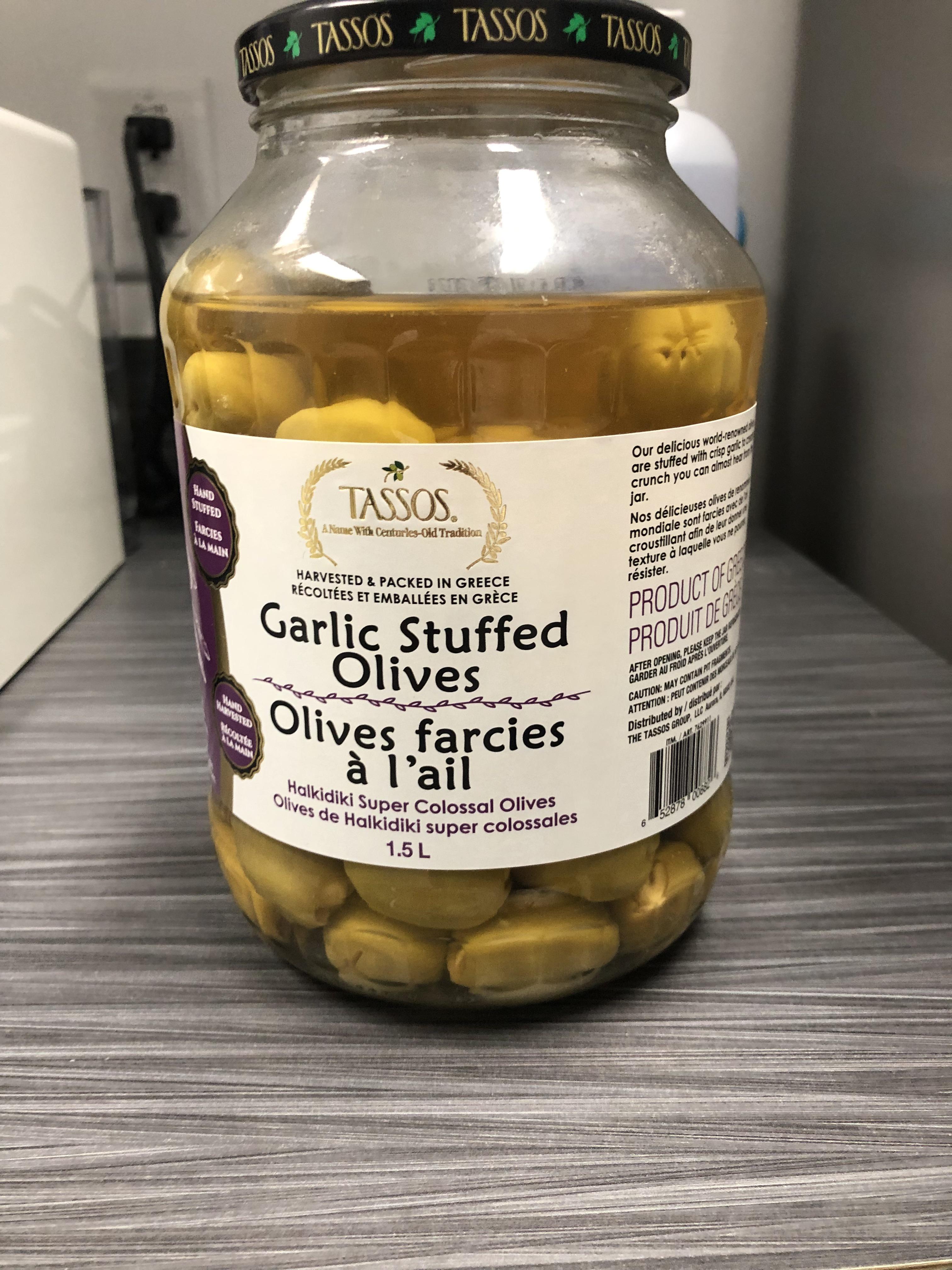I love Costco garlic stuff olives. (Just don’t make a bet with your co