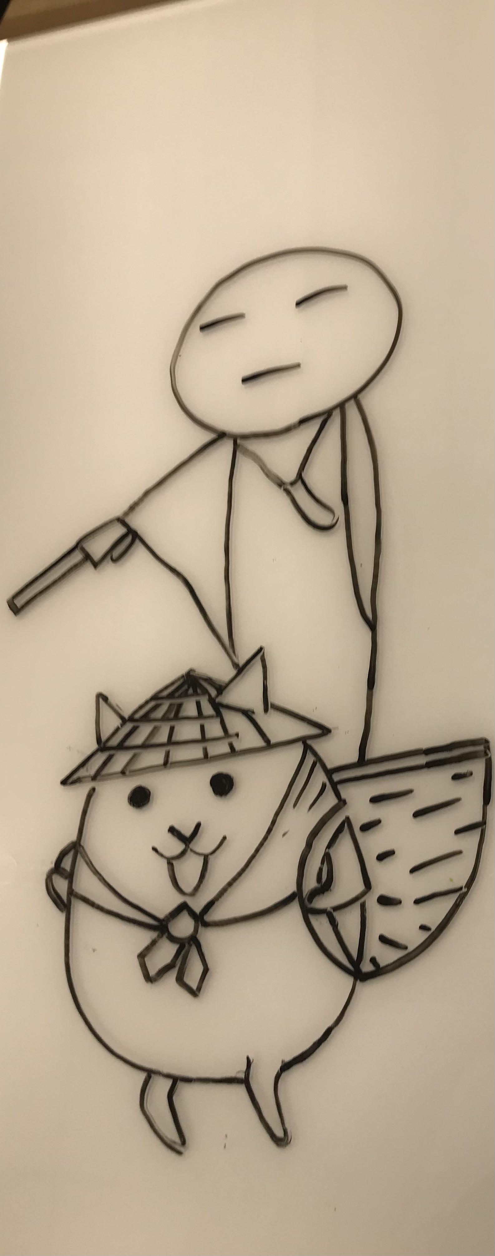 Drew one of my favorite cats on a whiteboard, Kasa Jizo [FanMade] r