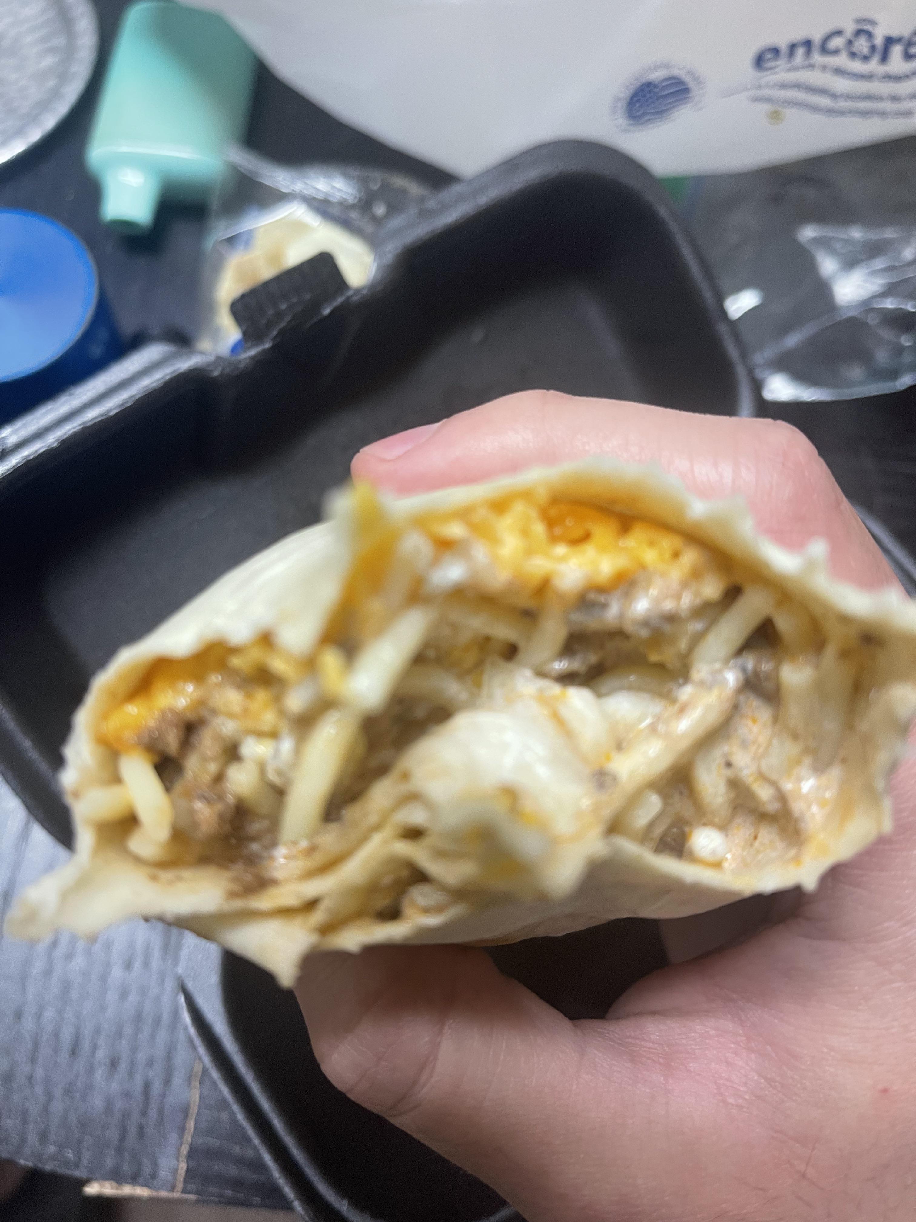 Chilito from skyline burrito with spaghetti, chili, cheese, onion