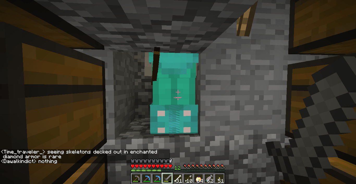 Skeleton with almost a full set of enchanted diamond armor r/2b2t