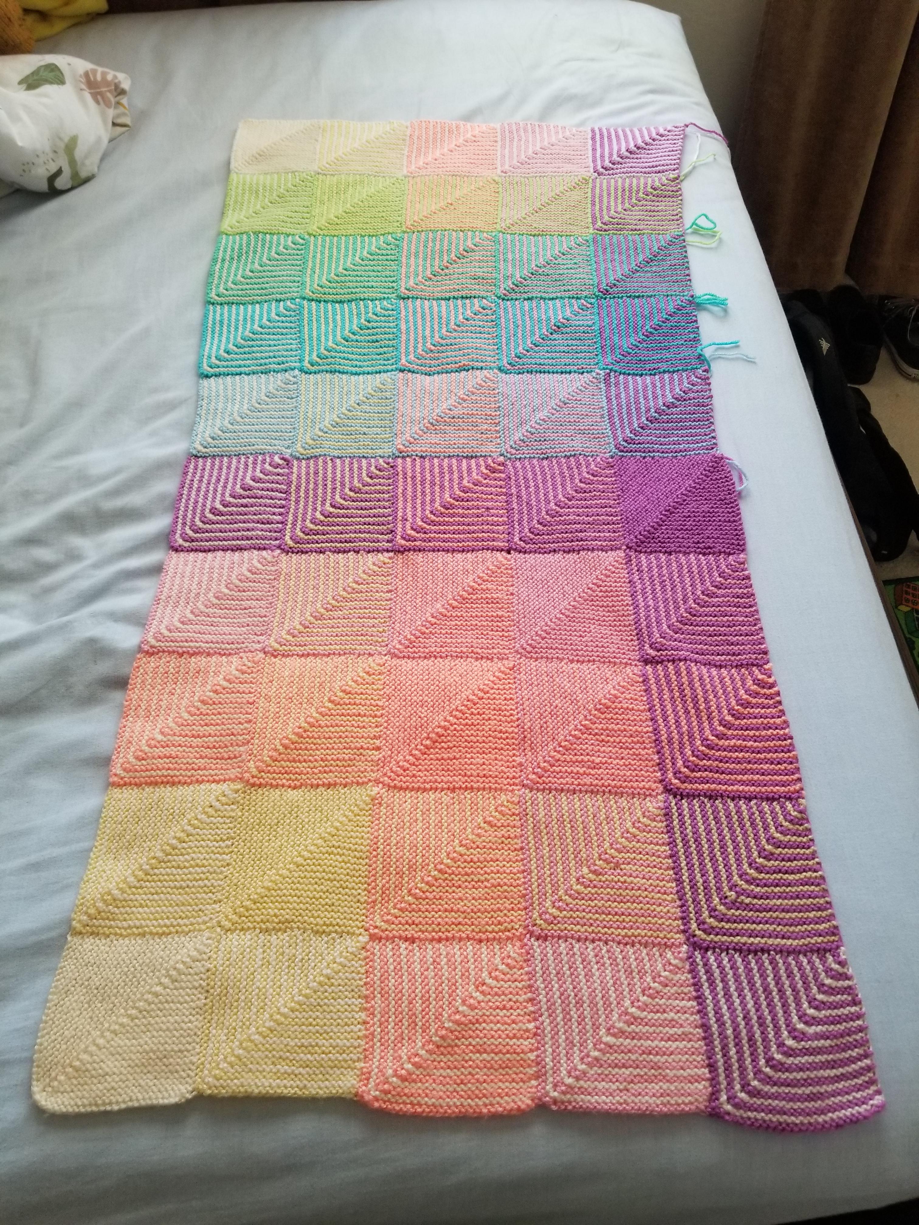 Half way finished with my pastel hue shift! r/knitting