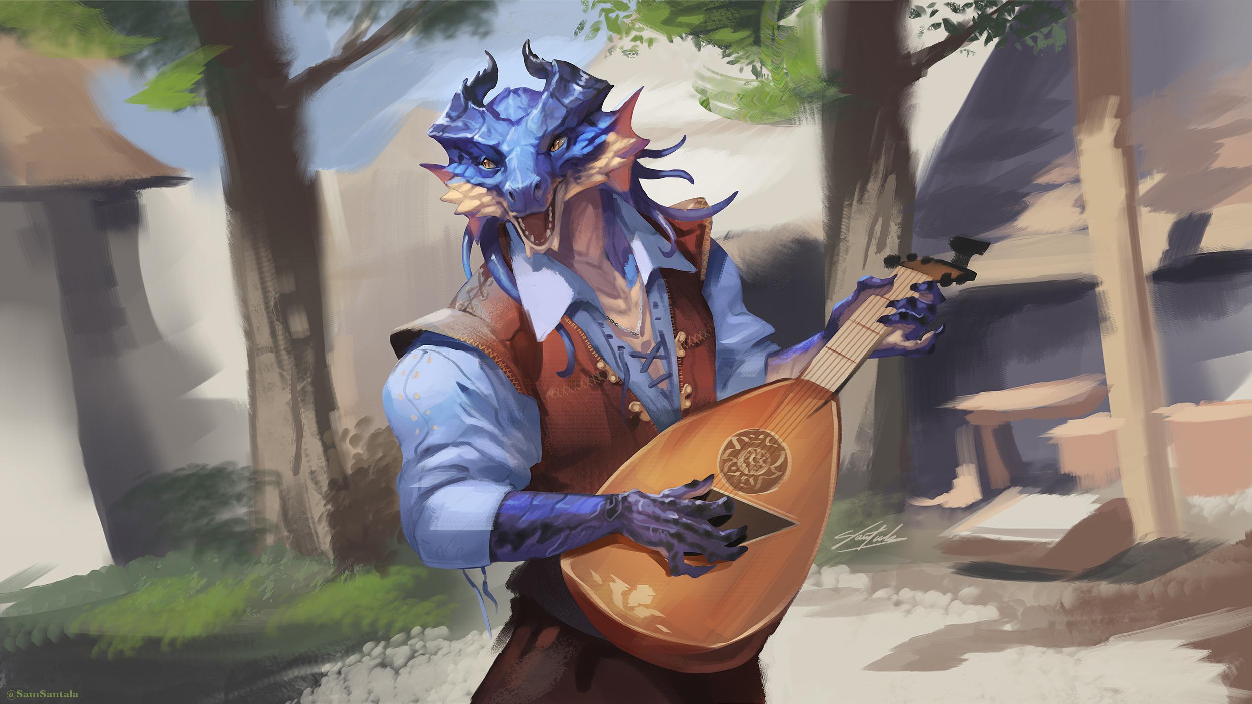 [ART][OC] Do'Lovaas Dragonborn Bard r/DnD