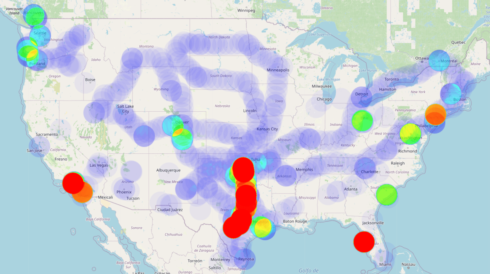 [OC] A heat map of my location history, 2012present dataisbeautiful