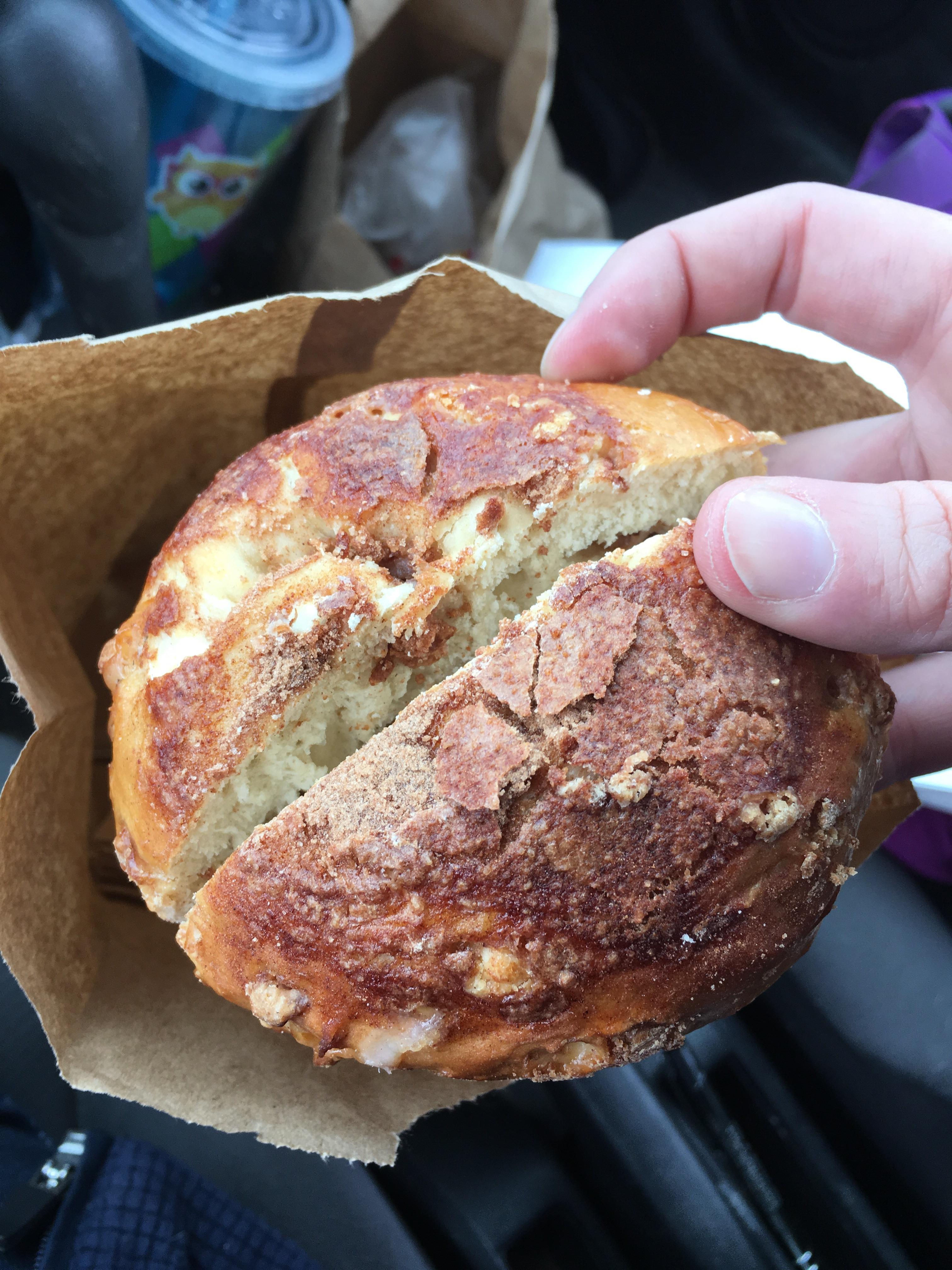My Panera bagel order said "sliced in half"; I received this monstrosity