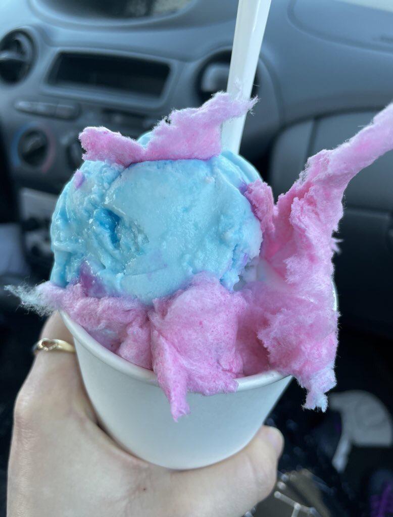 A dream come true for me vegan cotton candy and bubble gum ice cream