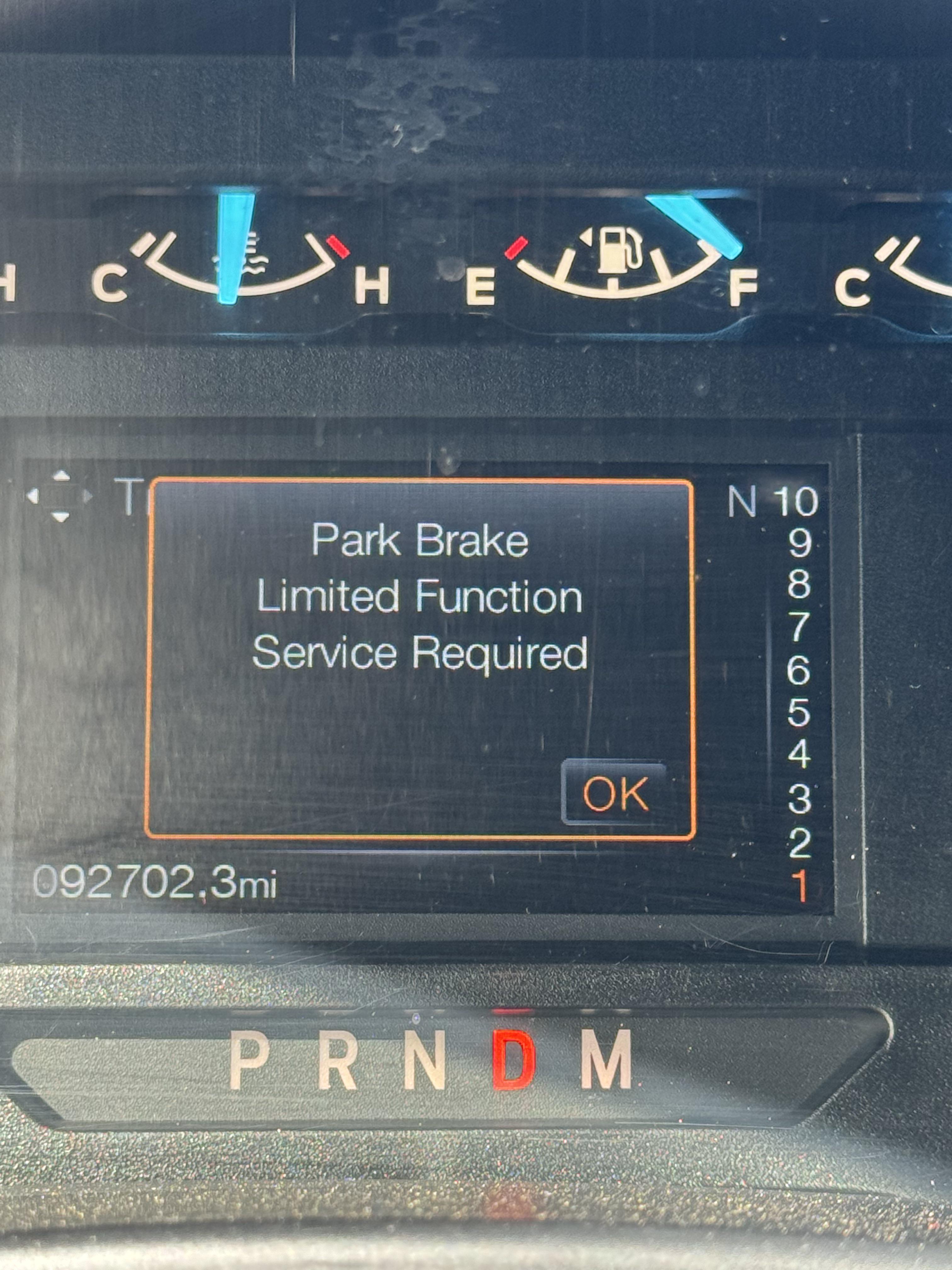 “Park Brake Limited Function” r/f150