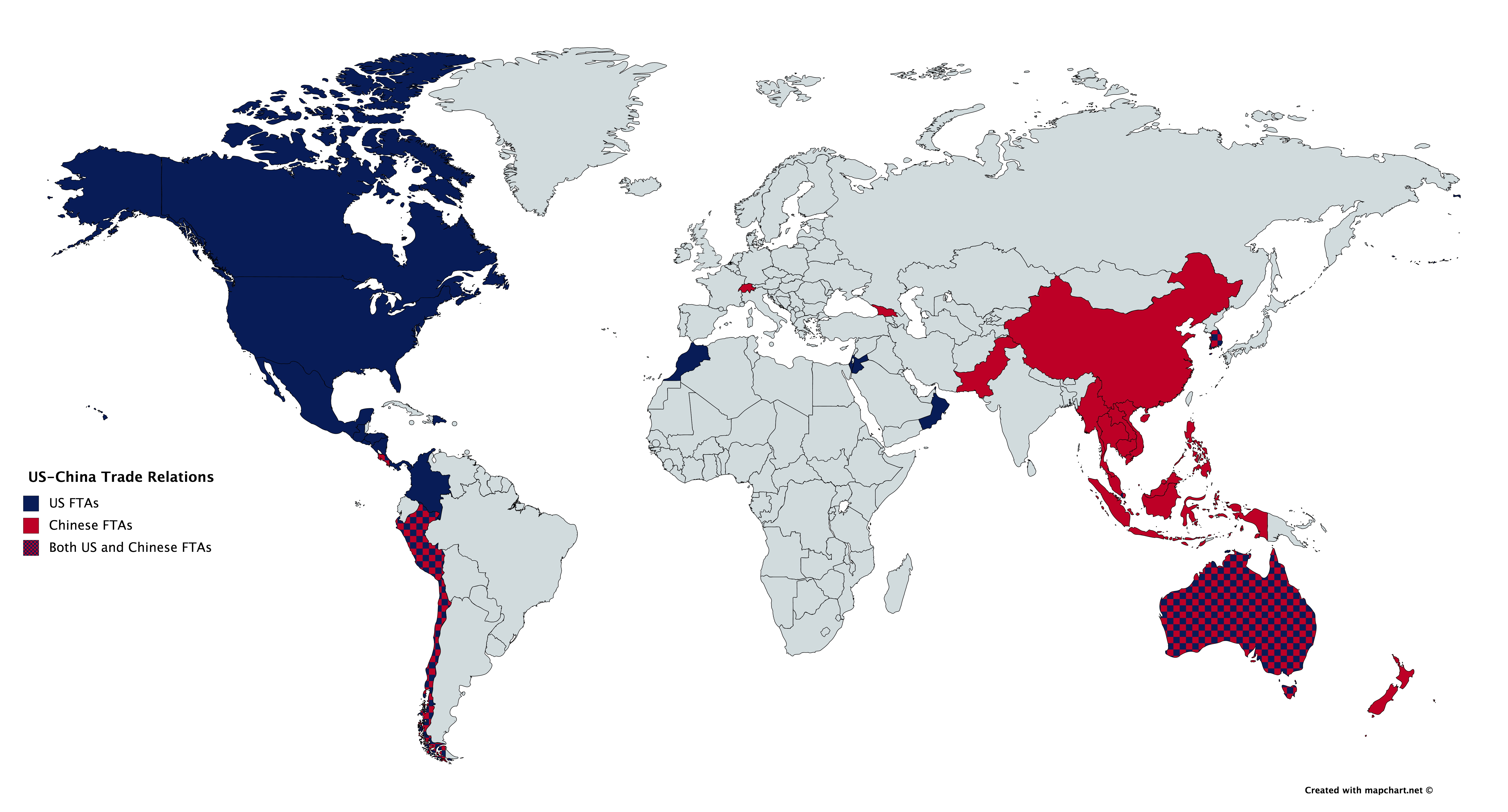 US and Chinese Free Trade Agreements mapped r/geopolitics