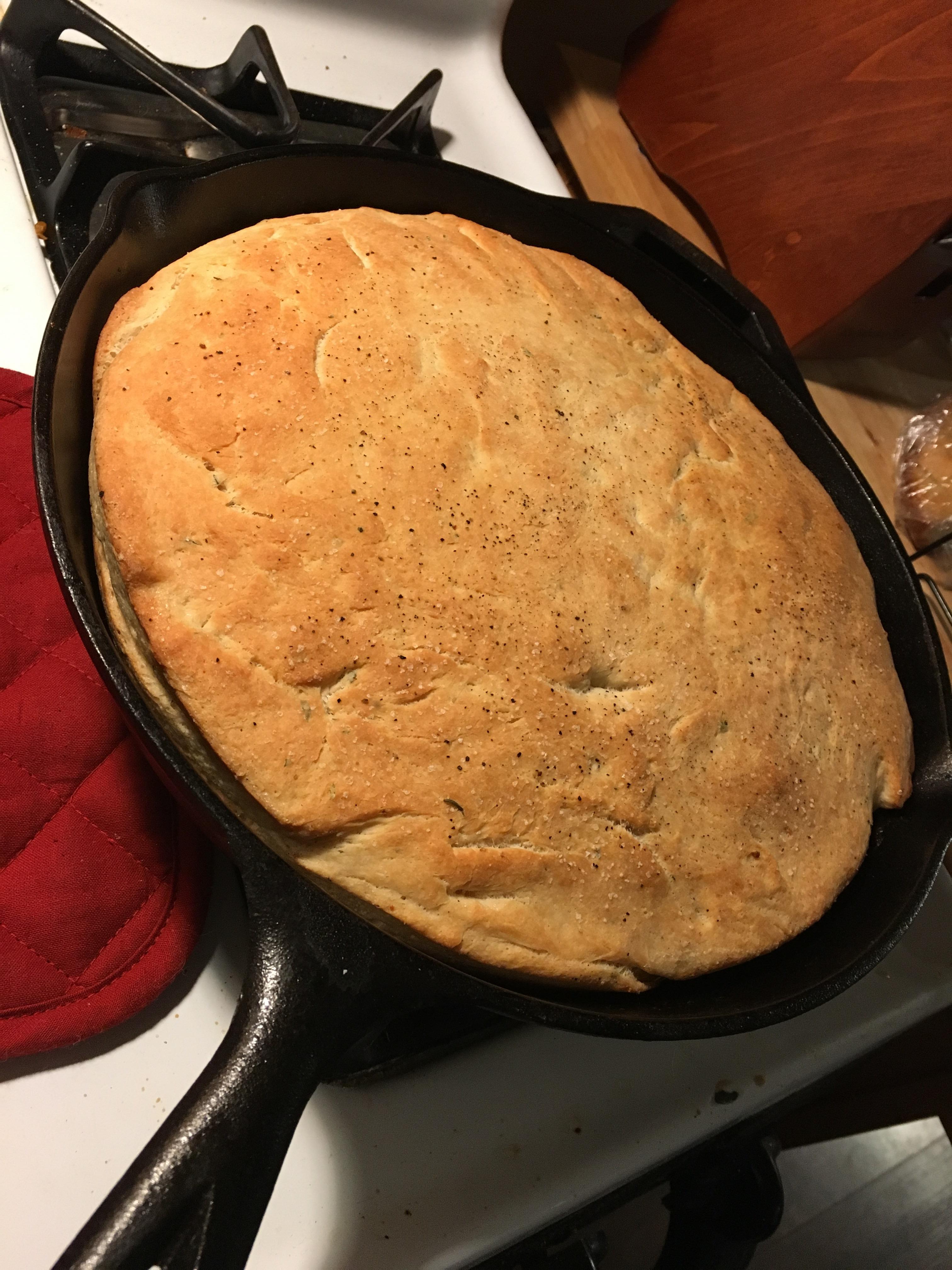 Thyme and Garlic Bread in my Lodge 12". Smells Like Perfection! r