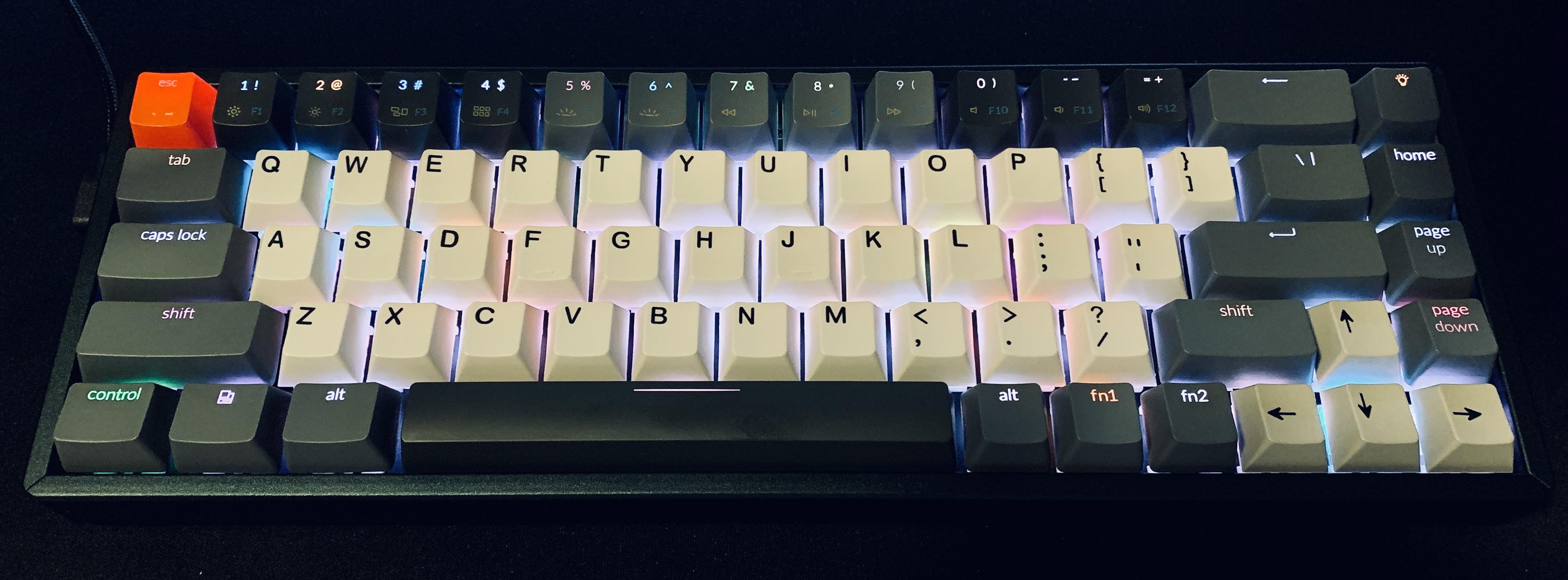 Keychron K6 hotswappable with new key caps. Will swap the Gateron