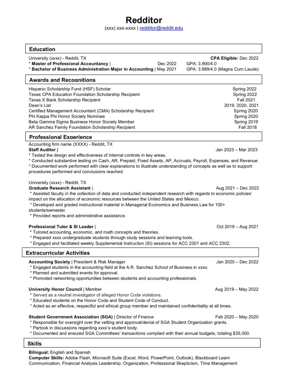 Resume r/Accounting