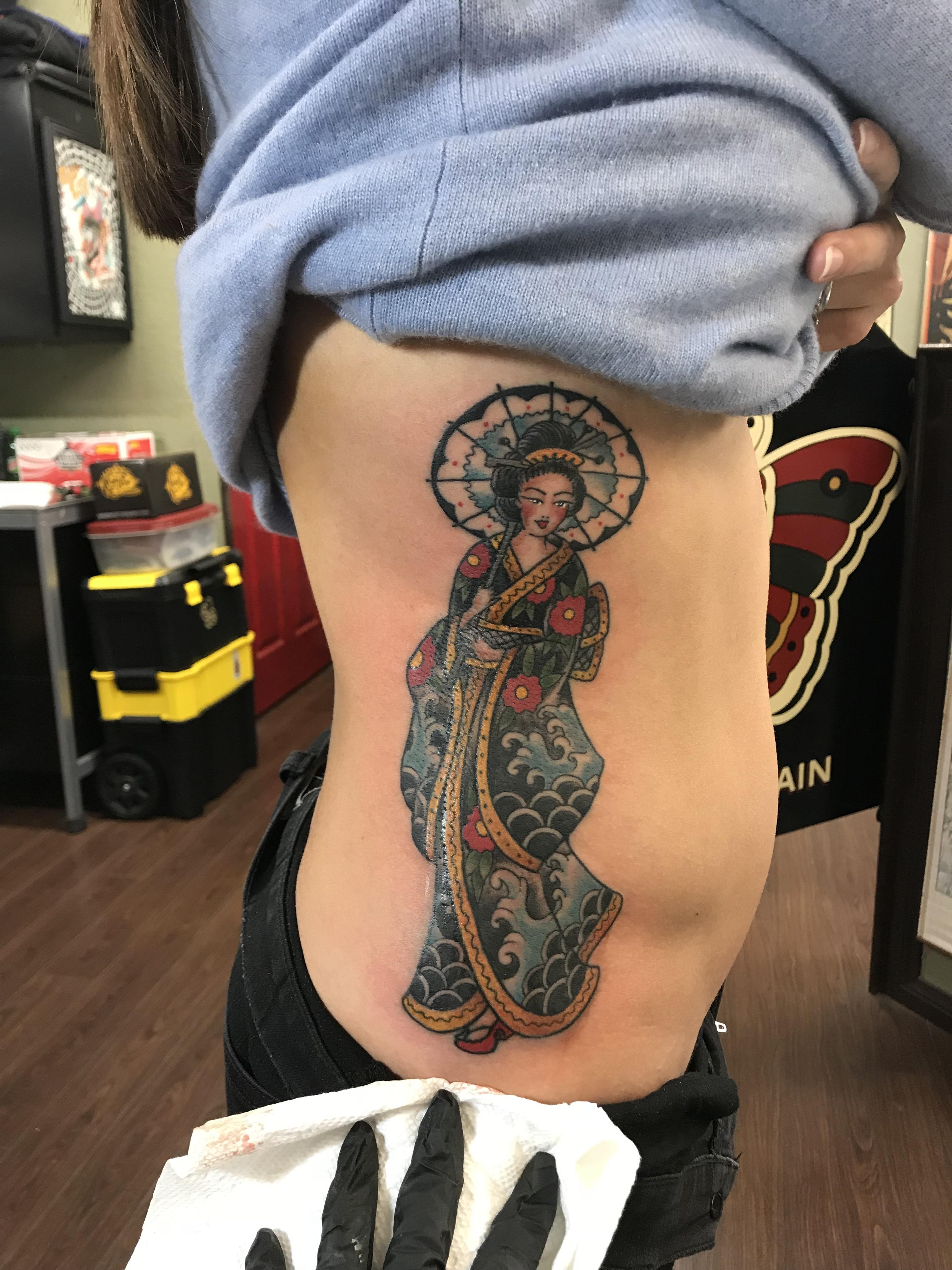 Geisha by Brynn Palmer at Gold Rush Tattoo, Costa Mesa, CA