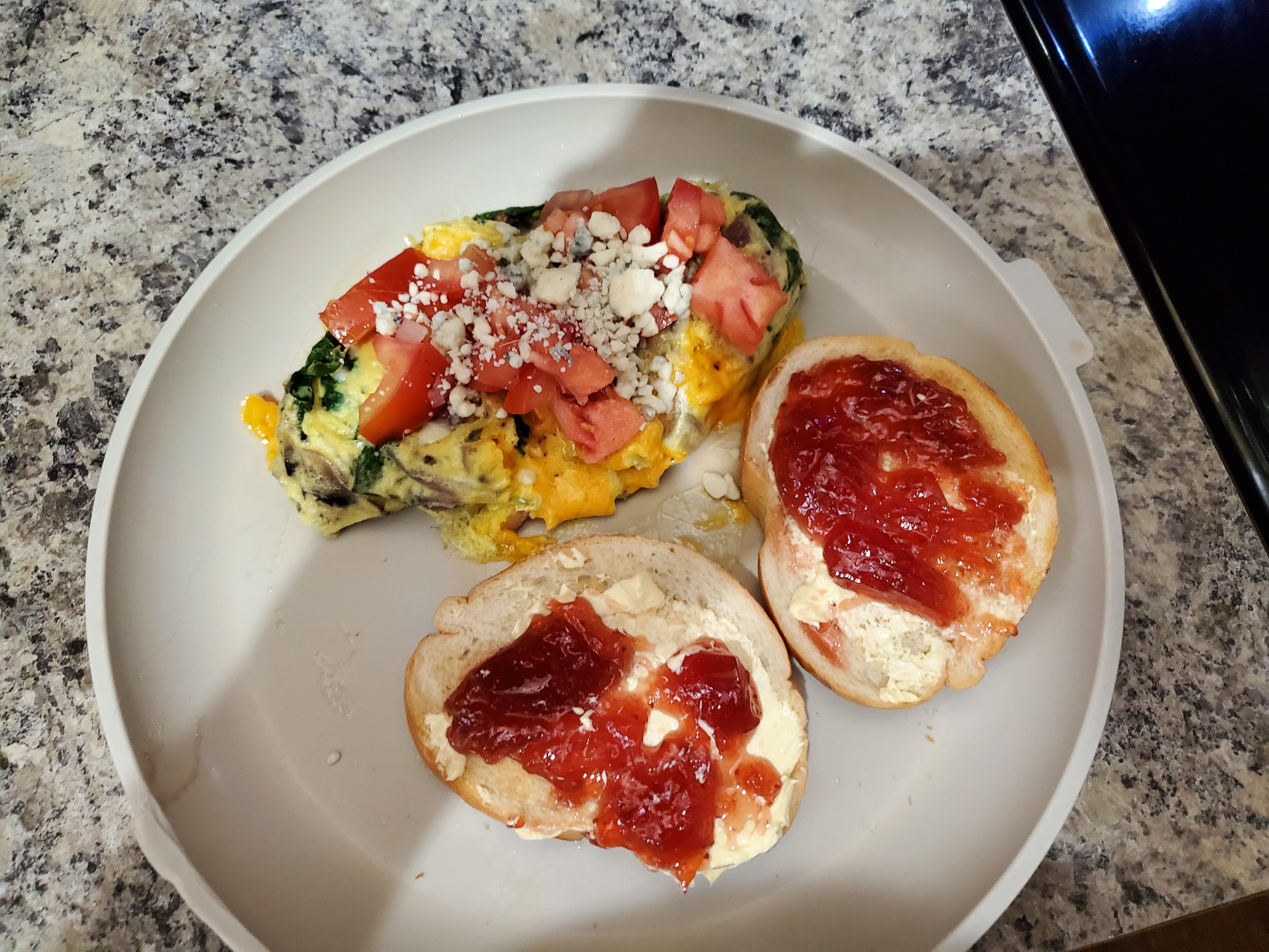 My first attempt at a ziplock bag omelet! I made a spinach, mushroom