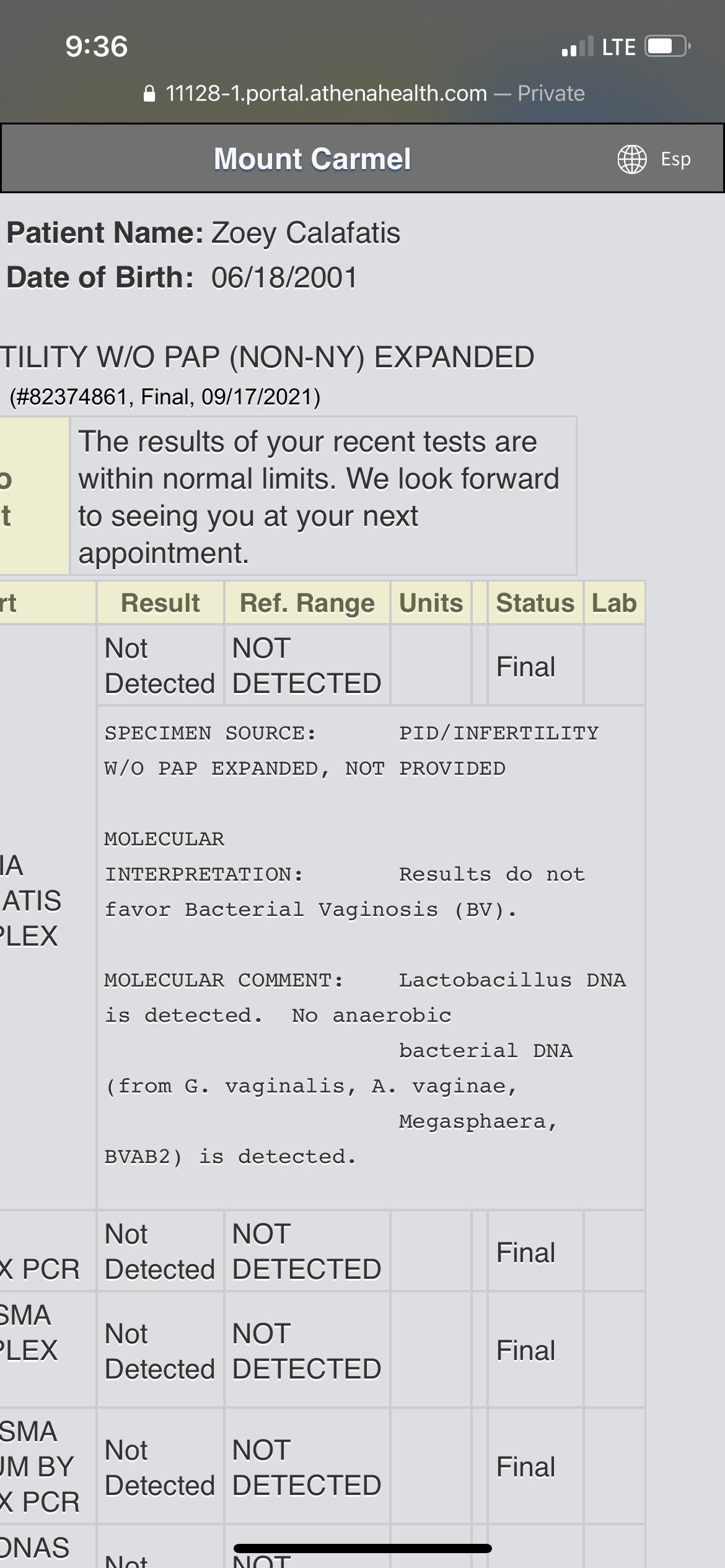 Hey what does this mean ? It says specimen source infertility?? ah what