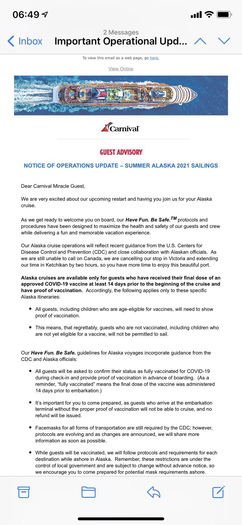 Could not be more excited to get this email! Booked this cruise Oct