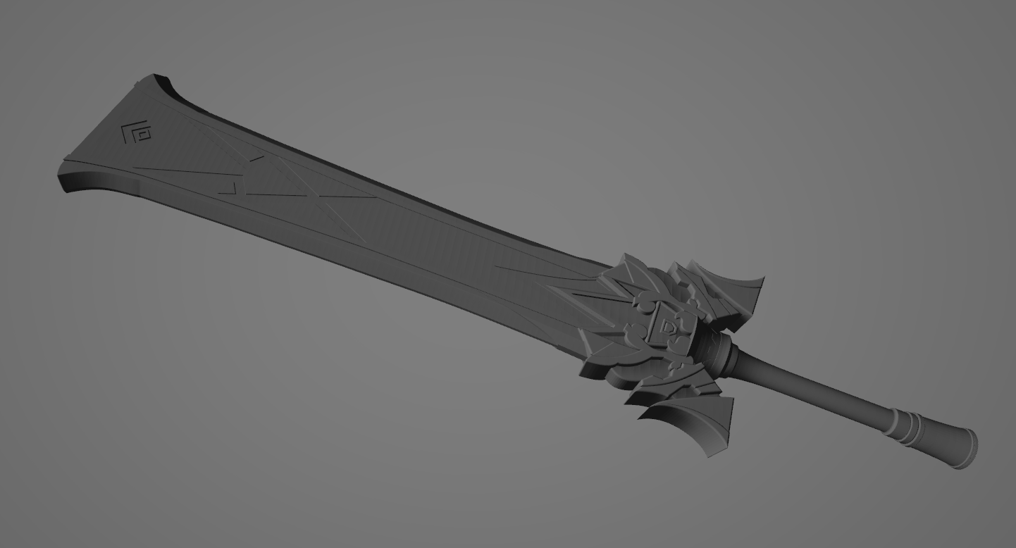 I modeled the Lithic Blade now I need to print it.... r/Genshin_Impact