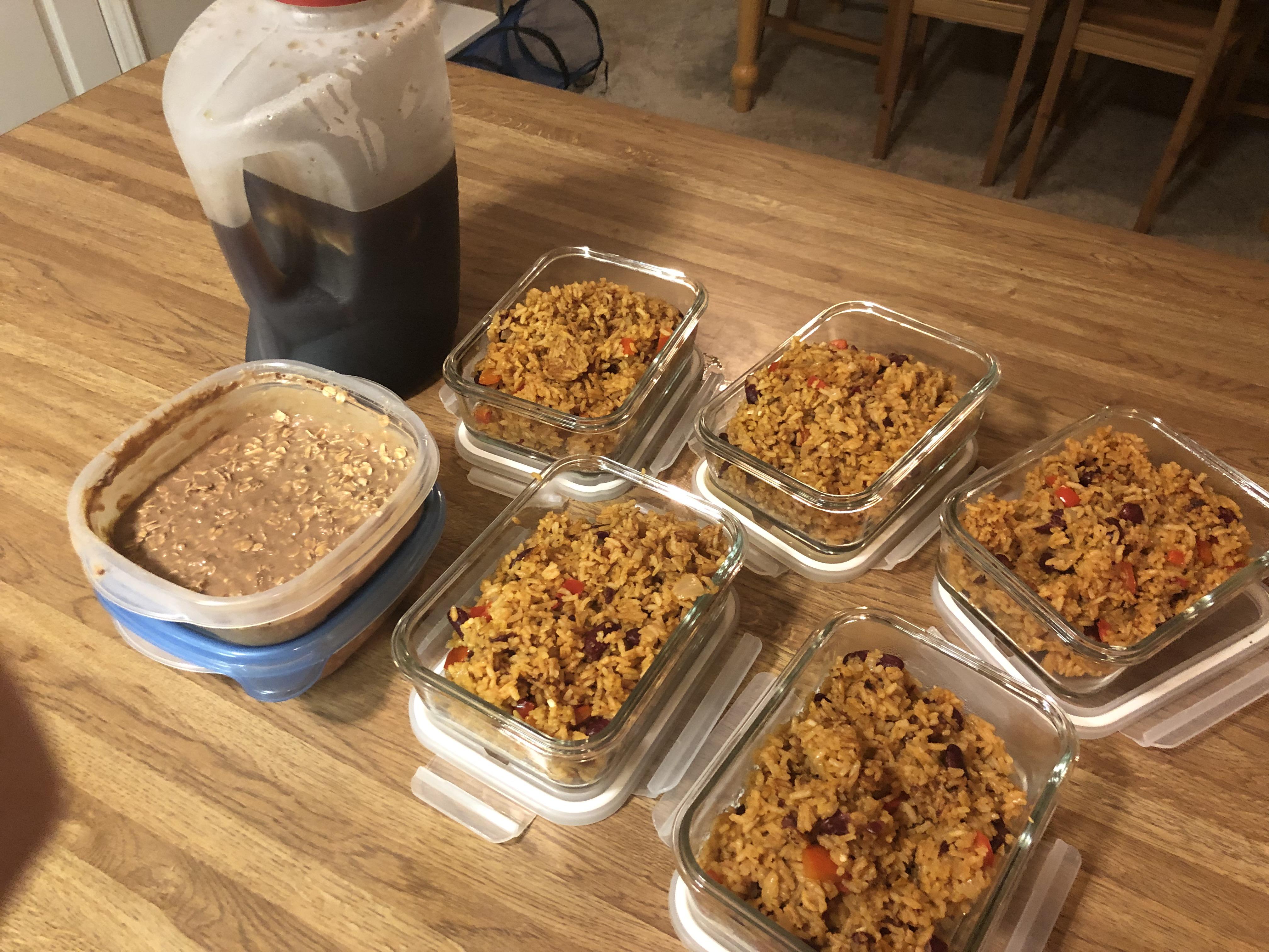 Red Beans and Rice, Overnight Oats, and of course some Cold Brew