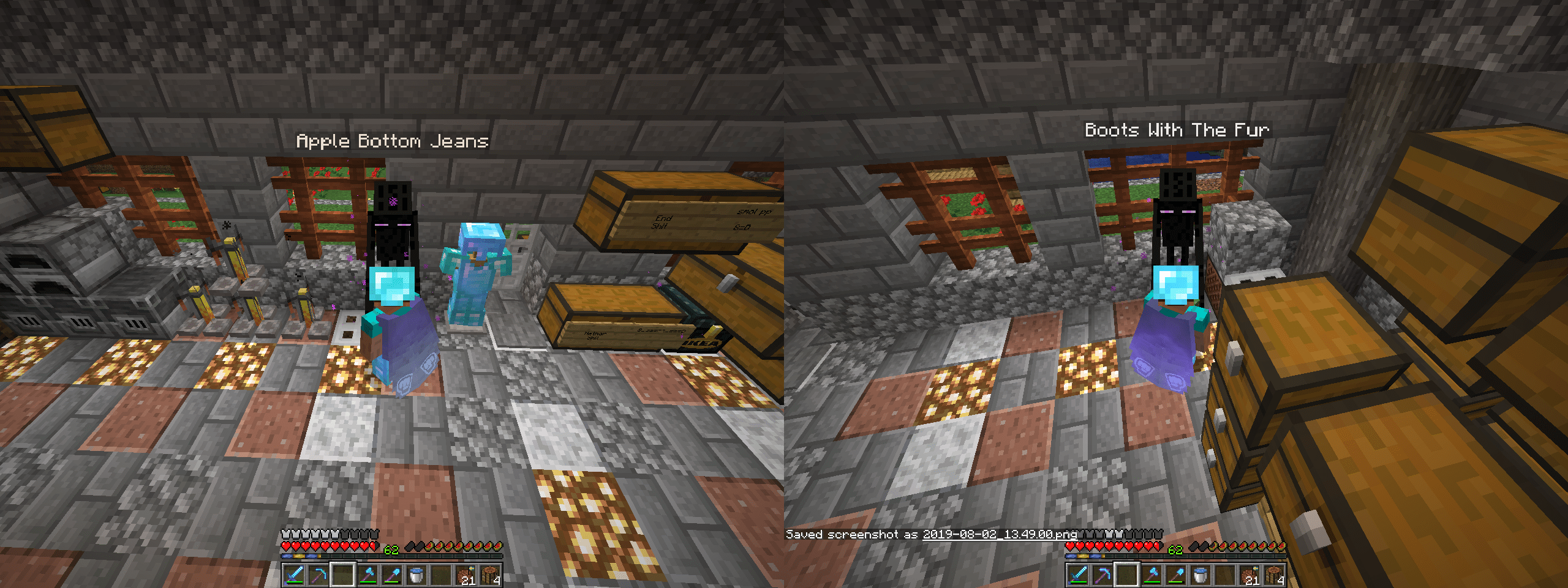 Here's the two Endermen that live in my house on my friends realm. r