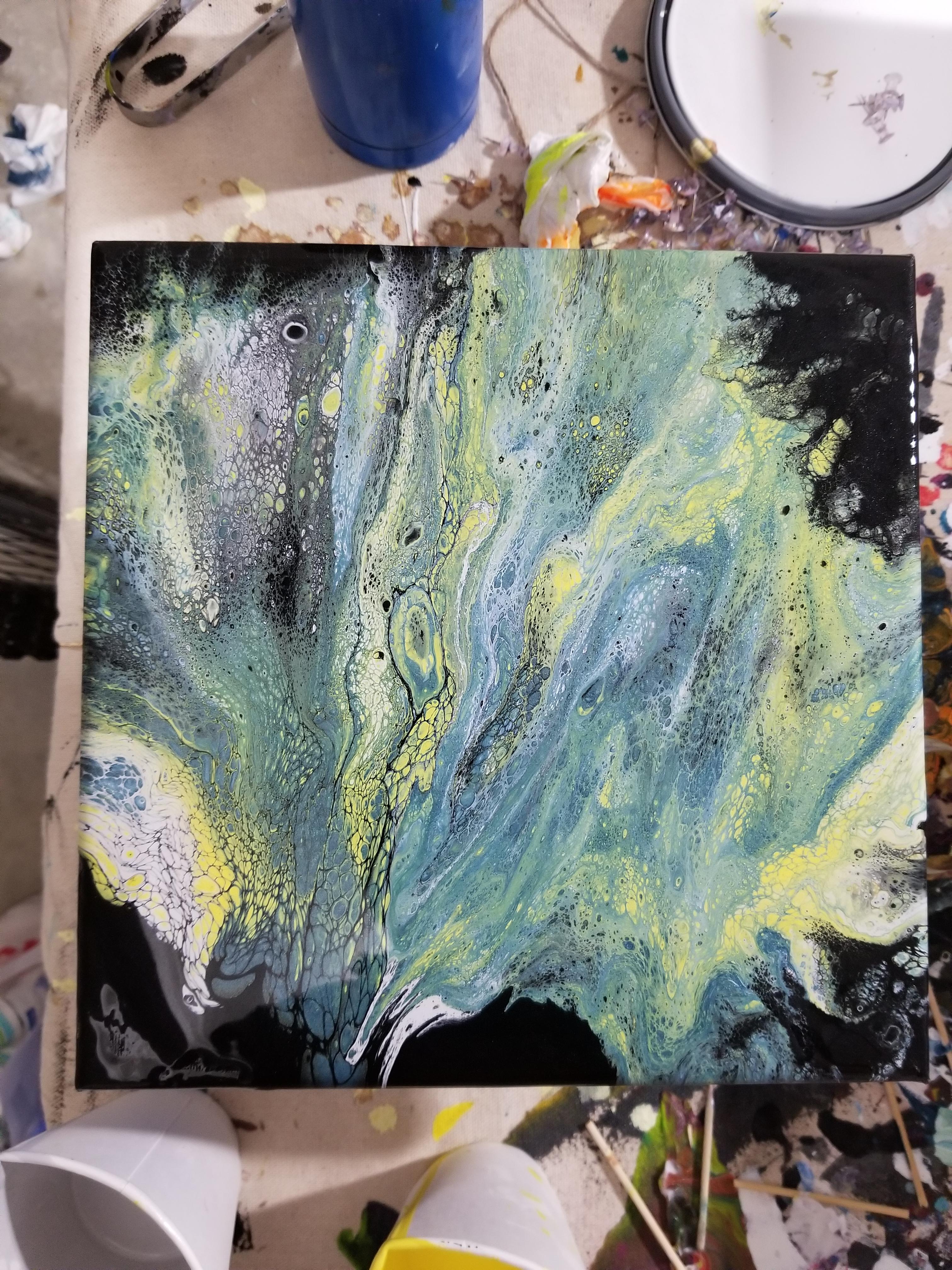 Leftover paint piece with paint from yesterday and today r/PourPainting