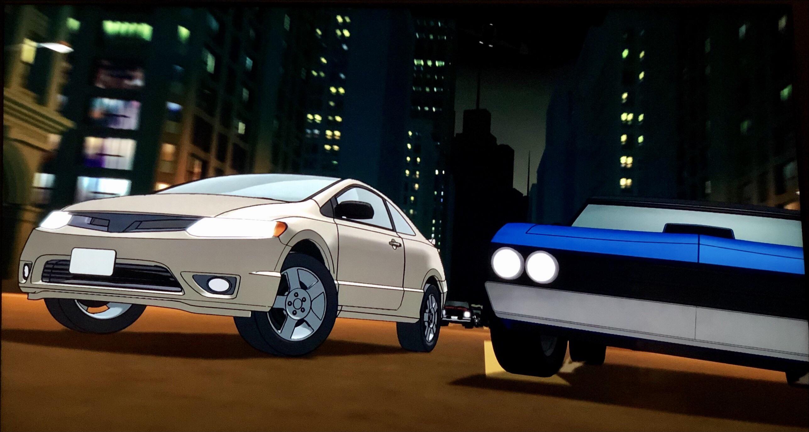 A car chase in the animated movie Batman Under the Red Hood. Not a bad