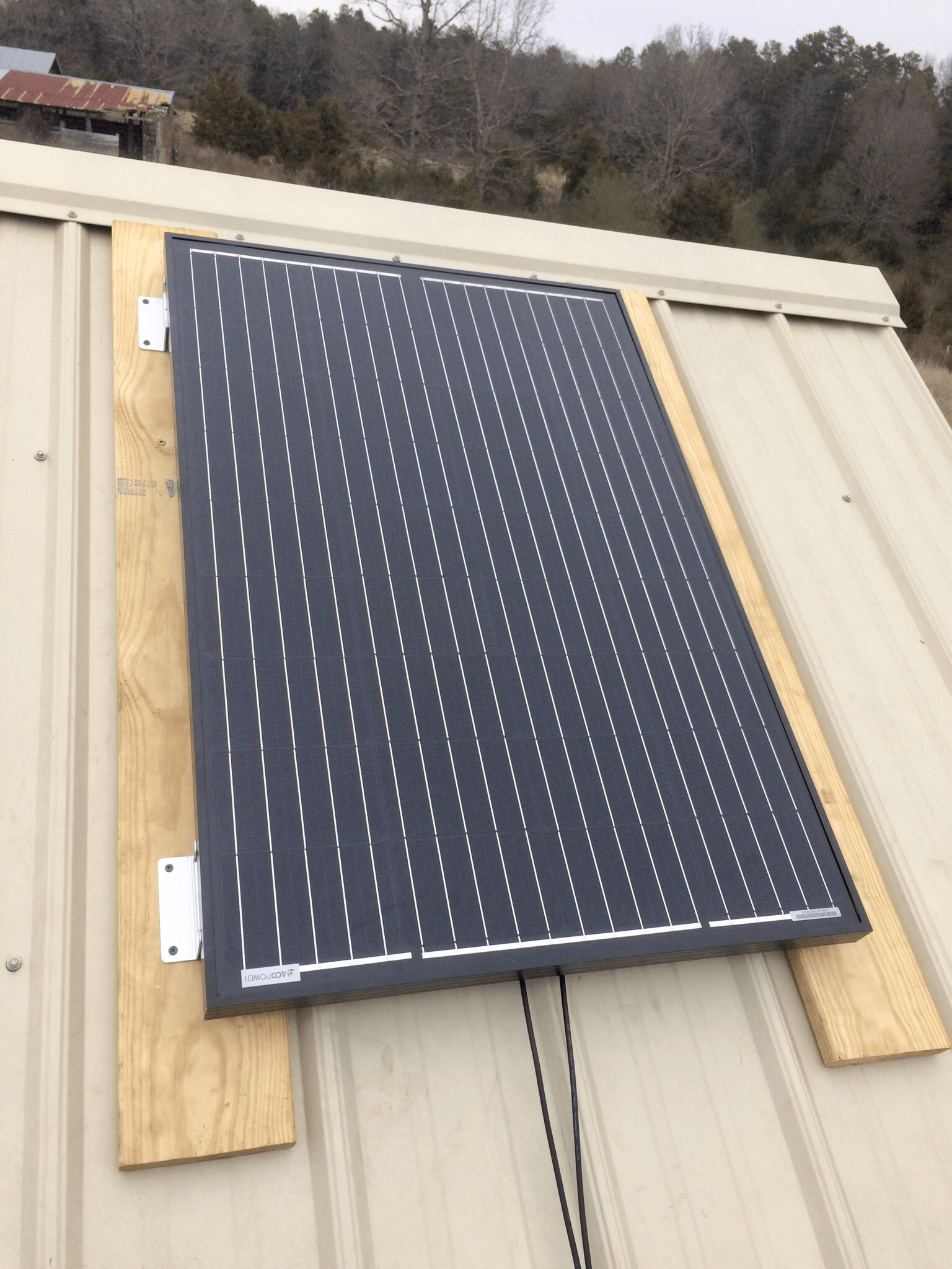 Hooked up a solar panel to provide power to our barn. Now we’re living