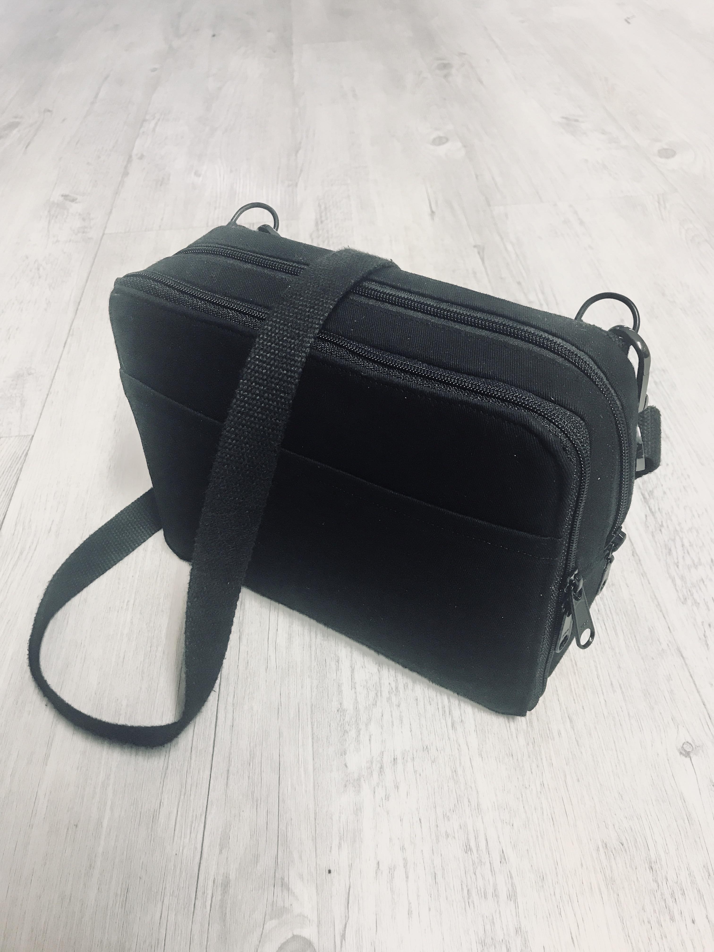 Another handmade mini messenger bag, but this one is black, and yeah, I