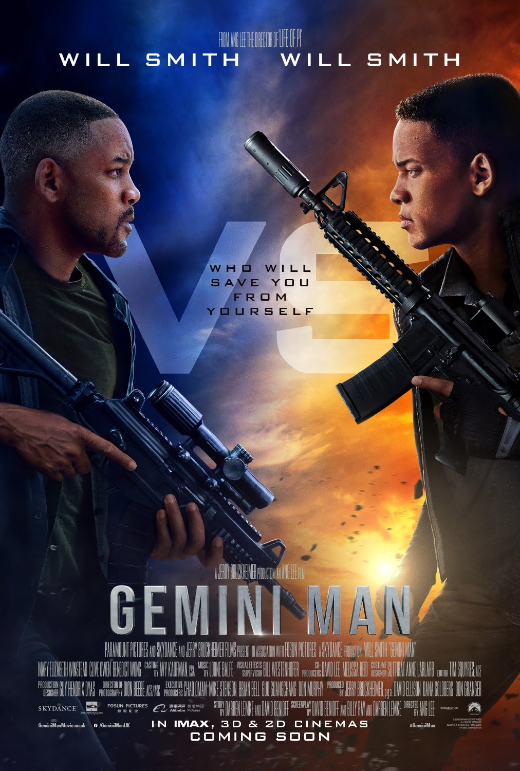 Gemini Man (2019) Official Poster Will Smith, Clive Owen, Mary Elizabeth Winstead and