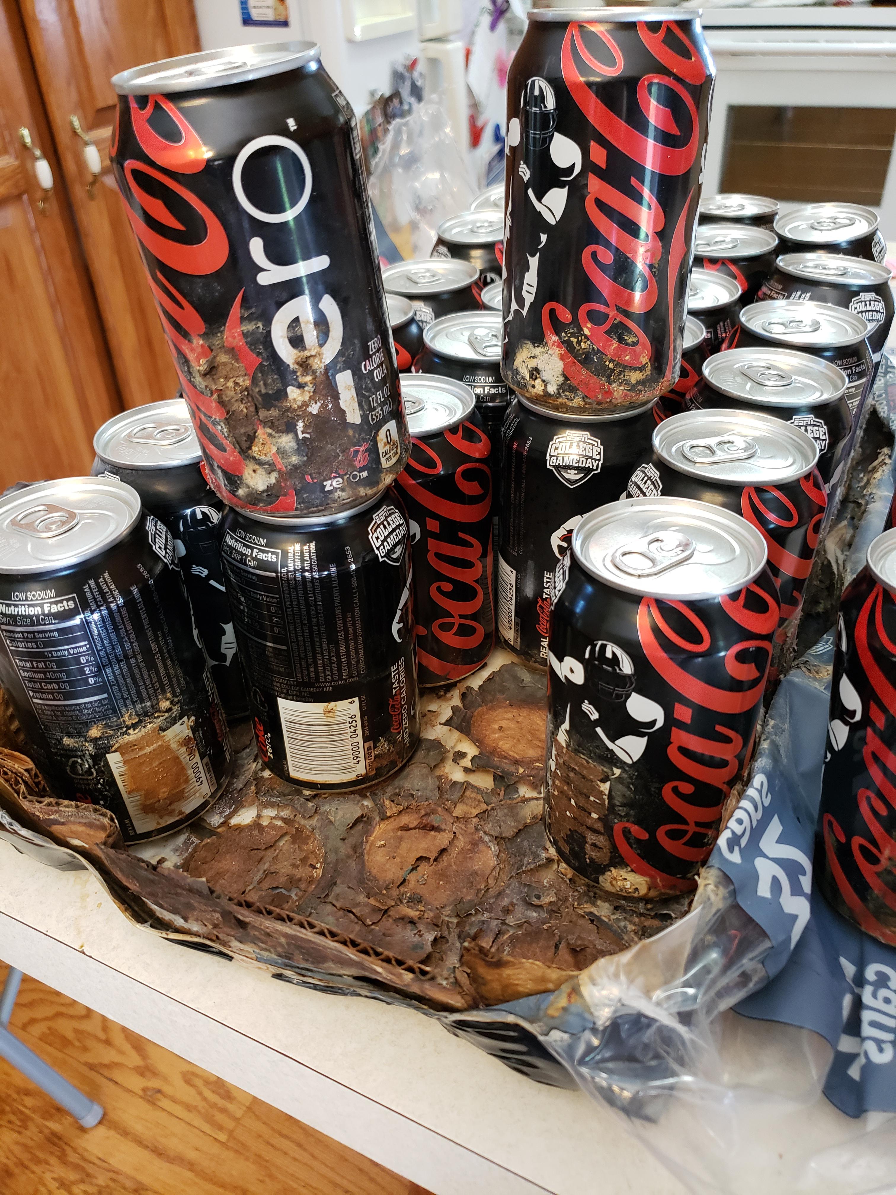 Mom found a Coke Zero stash that expired in 2014. None of the cans are