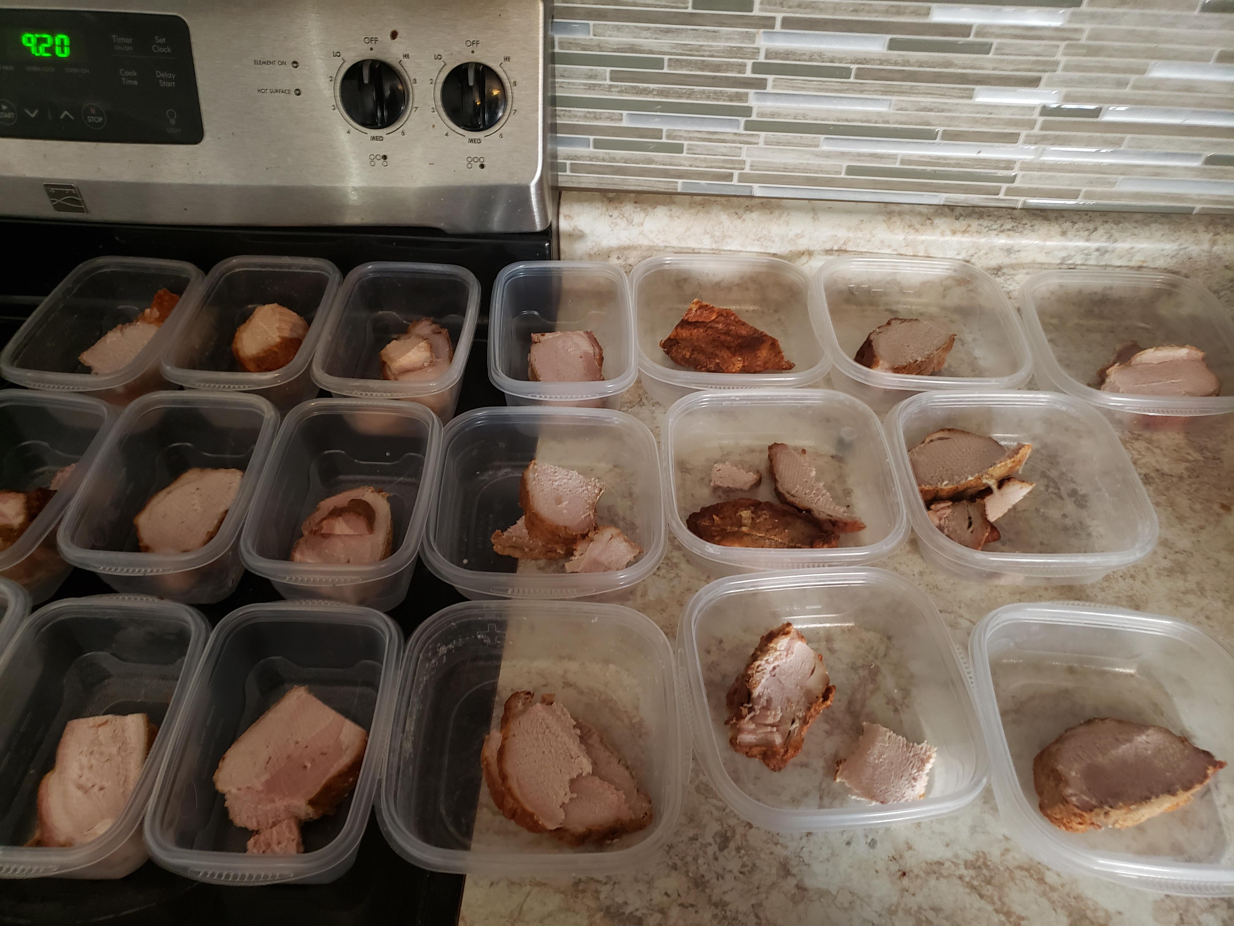 Local deli gave me 5lbs of smoked pork loin. Easiest meal prep ever r