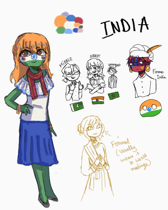 Final design of India. Do note the british india is a male not a female