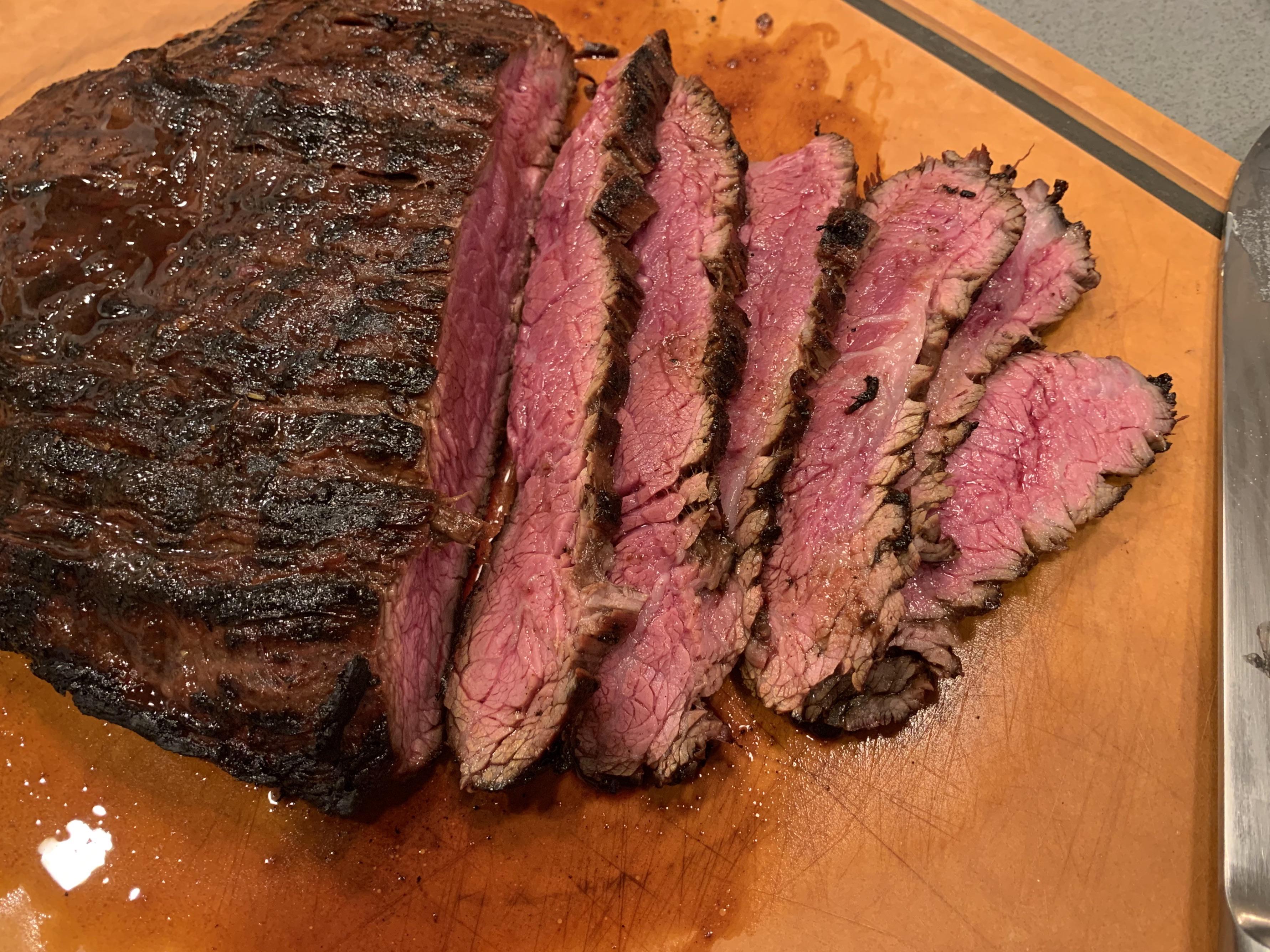 Fun at 700 degrees. Flank steak cooked over charcoal. [oc] r/FoodPorn