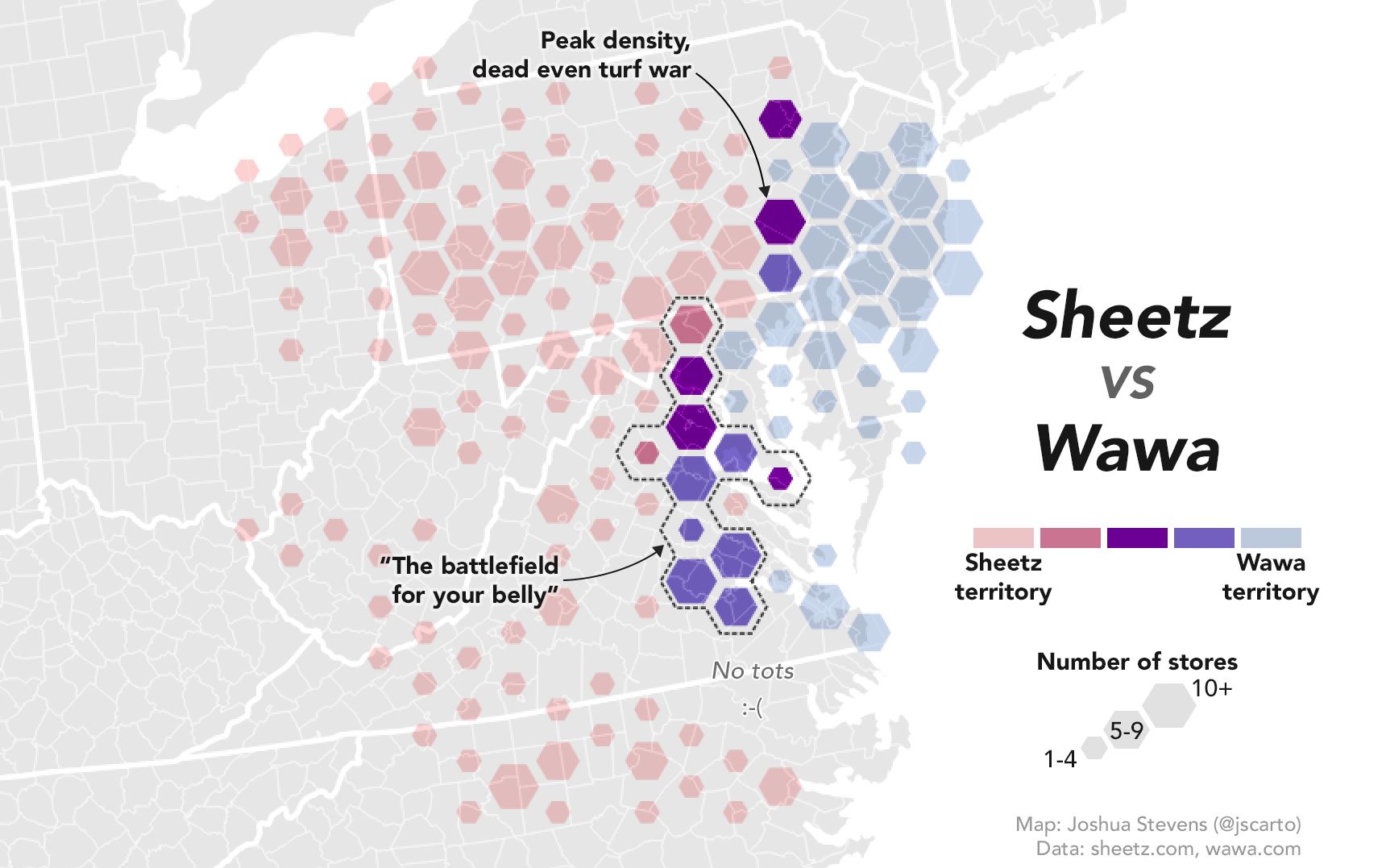 Sheetz vs Wawa A Geographic Battle for Your Belly [OC] r/dataisbeautiful