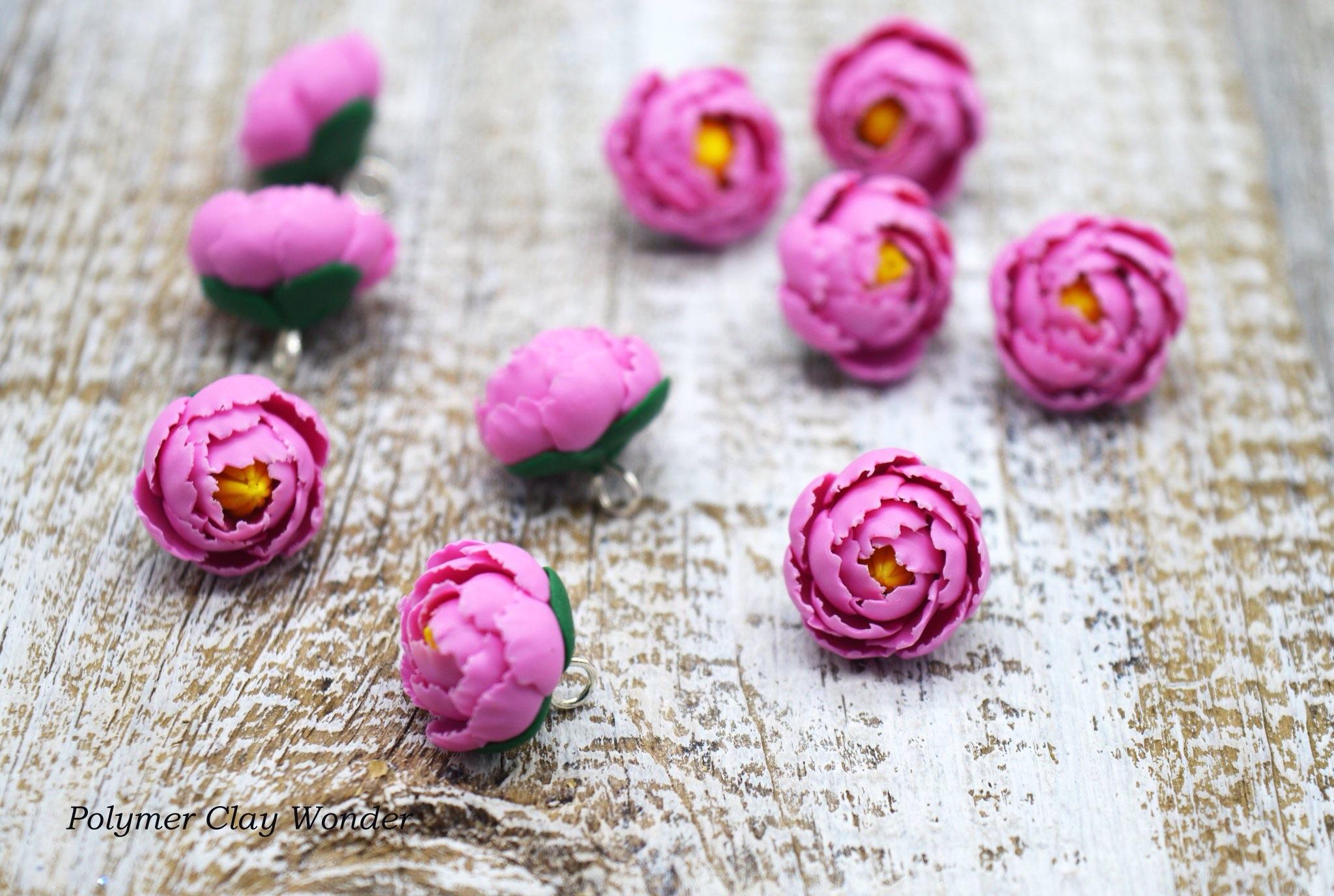 My exclusive peonies made of polymer clay. These flower charms are for