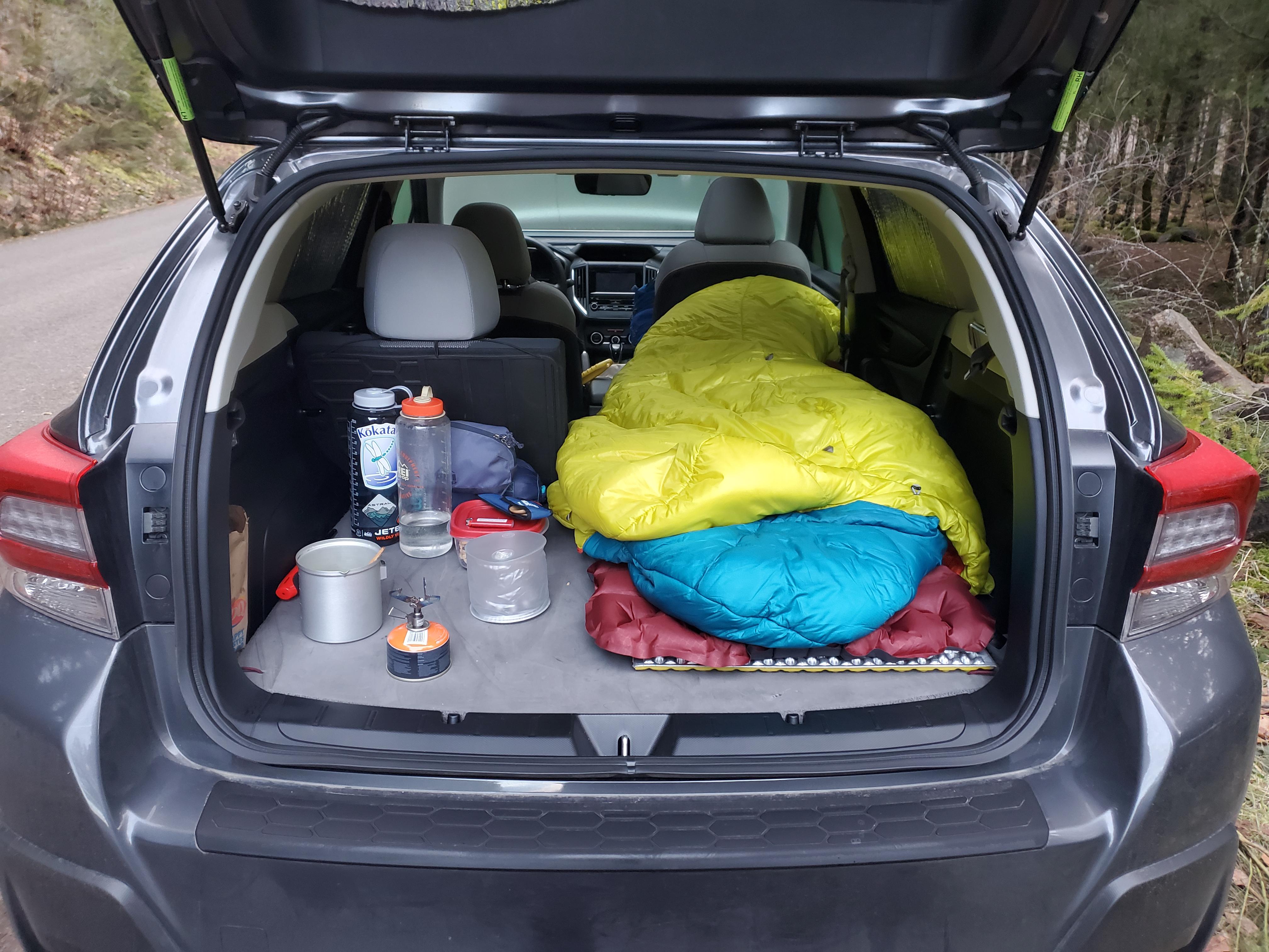 Crosstrek Solo Camper in 20f degrees carcamping