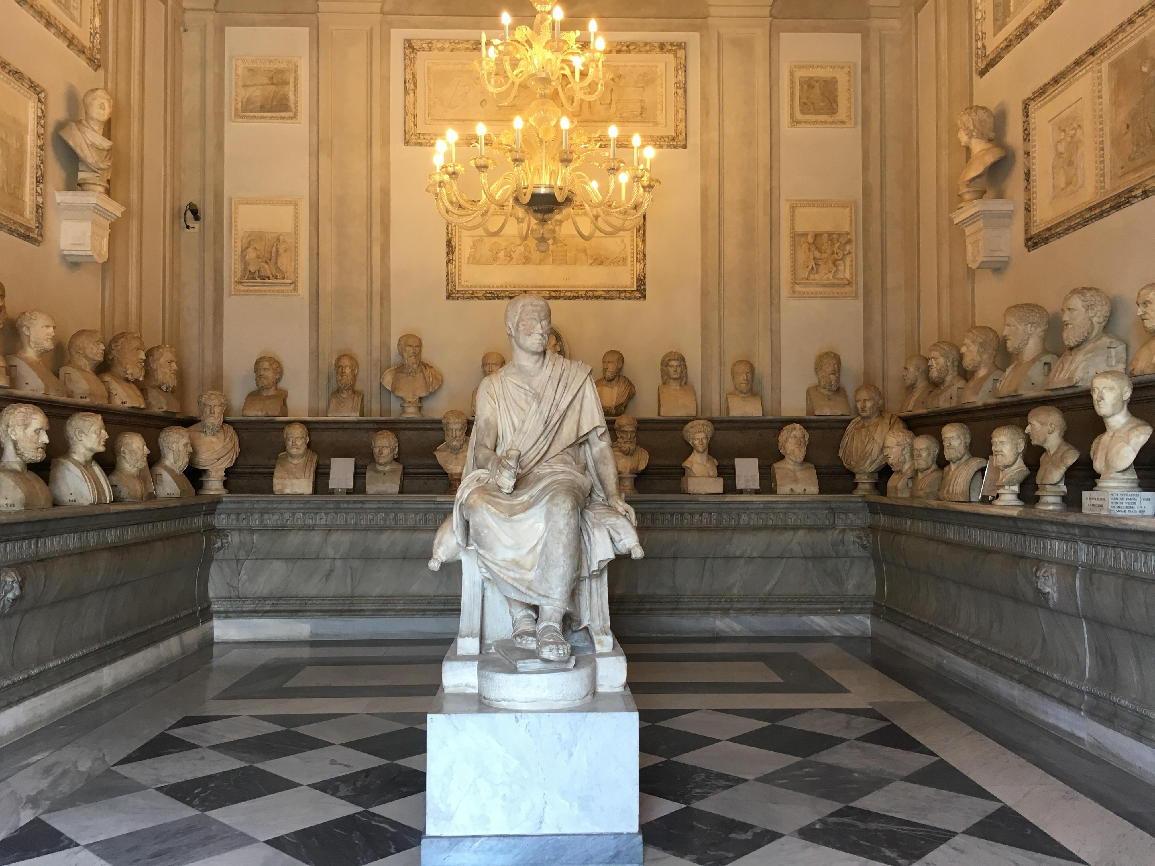 Visually satisfying room of Roman busts in the Capitoline Museum r