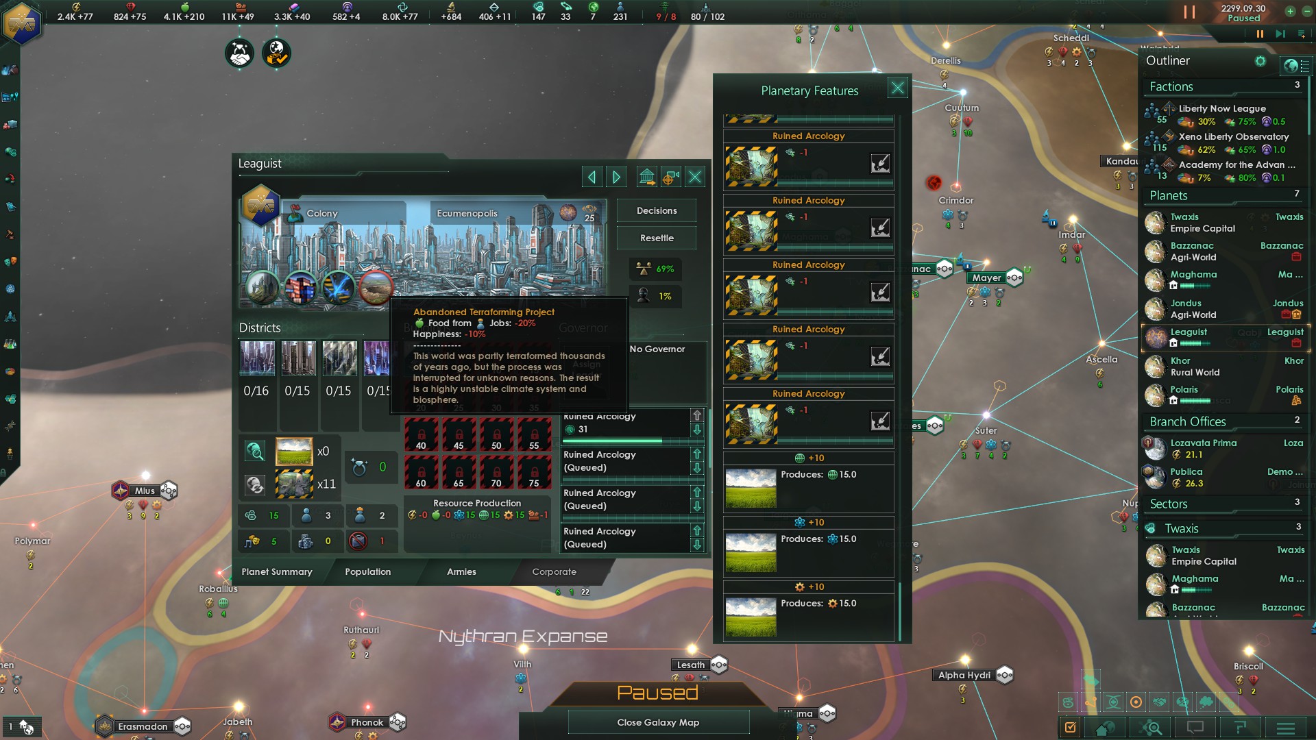Just found the first league's Capital and it became a Abandoned Terraforming Project