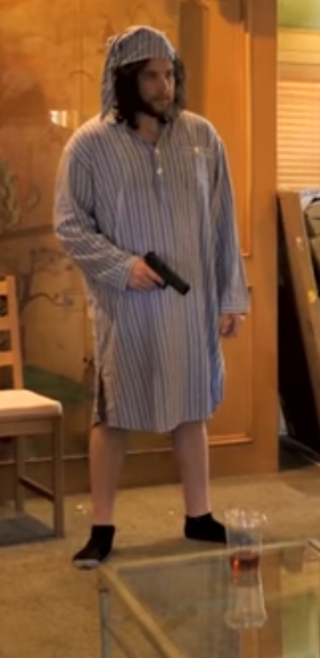 You hear a knock at your door late at night and when you open it you