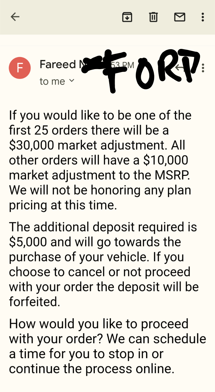 "Market Adjustment" from NoVA Ford Dealer. Boooooo. Anybody else