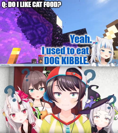 A cat(shark) eating dry dog food... 🔱🤦 r/Hololive