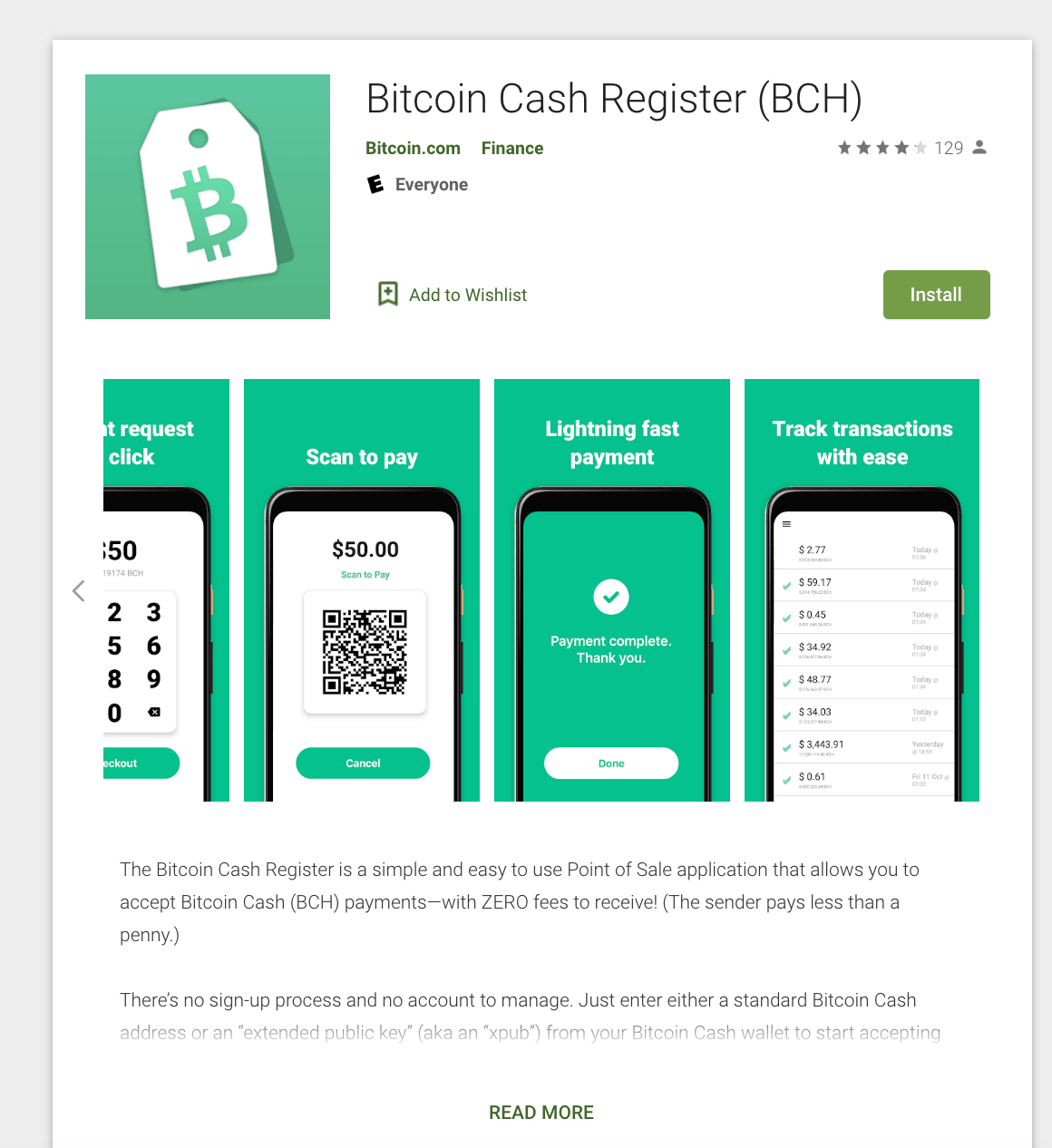 The Bitcoin Cash Register App has lightning fast payments! r/btc