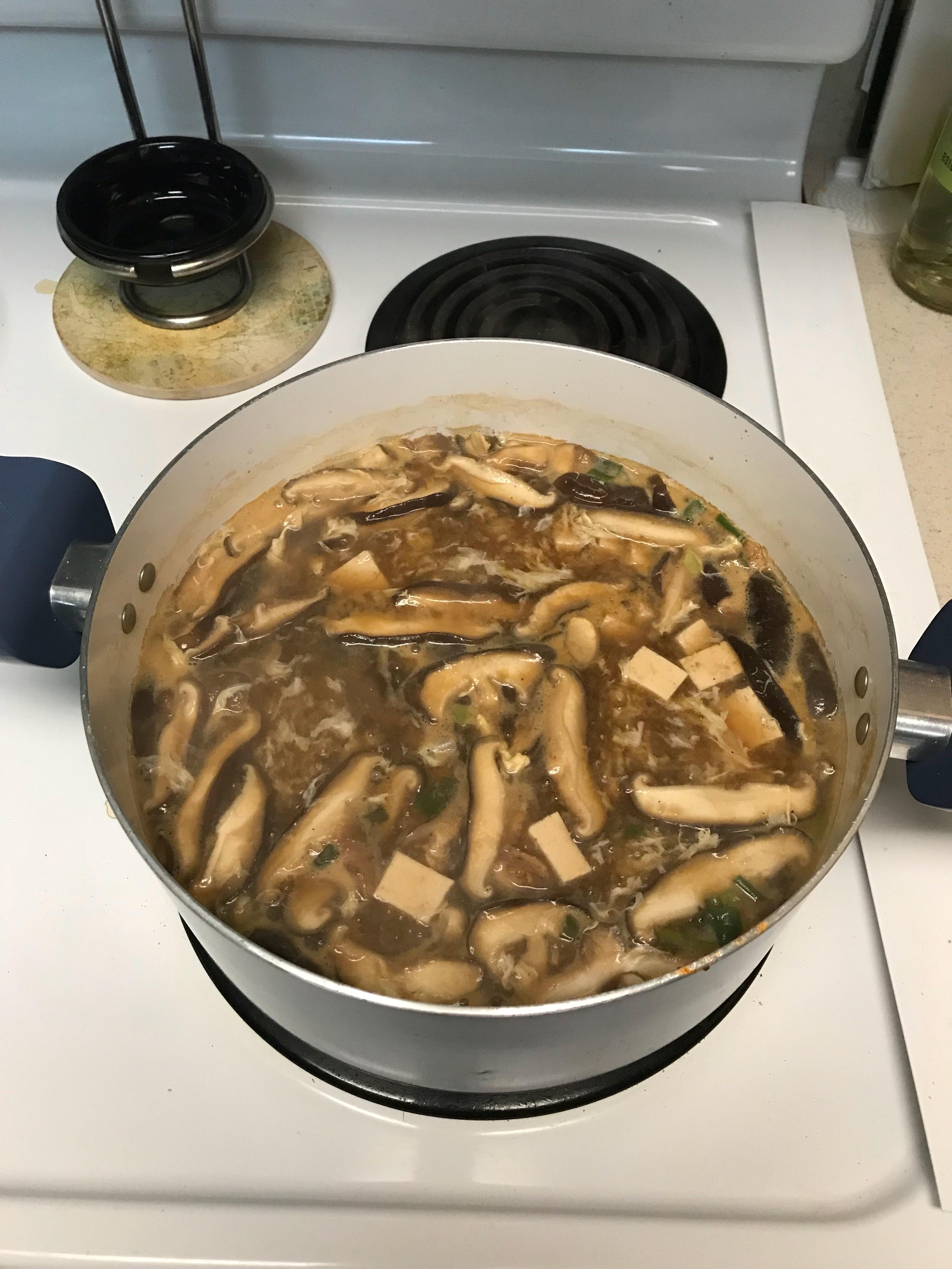 137 calorie Mushroom and tofu egg drop soup 1200isplenty
