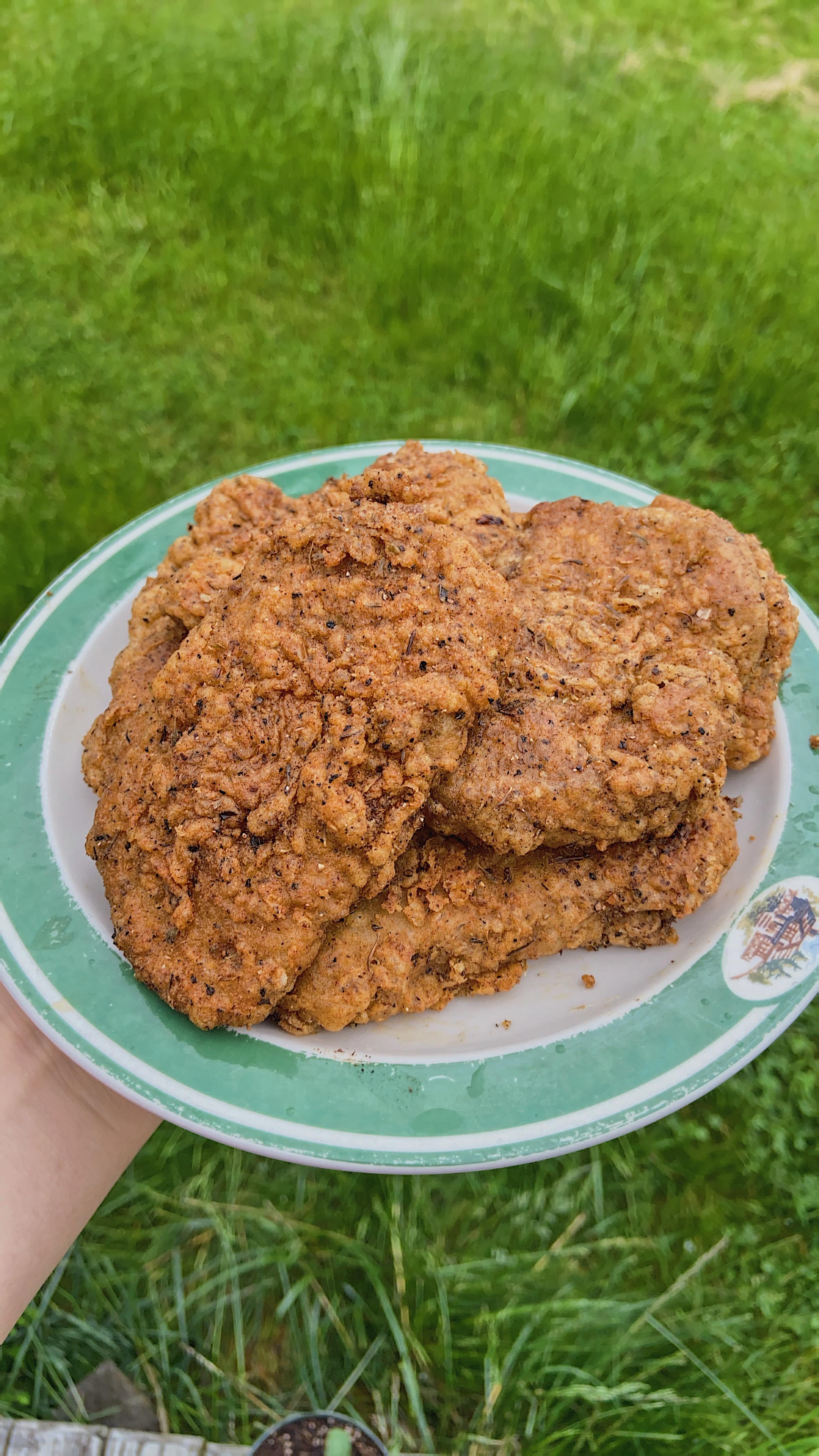 Vegan KFC Fried Chick’n..... this maybe our third batch. 😅😂 so easy to make as long as you have
