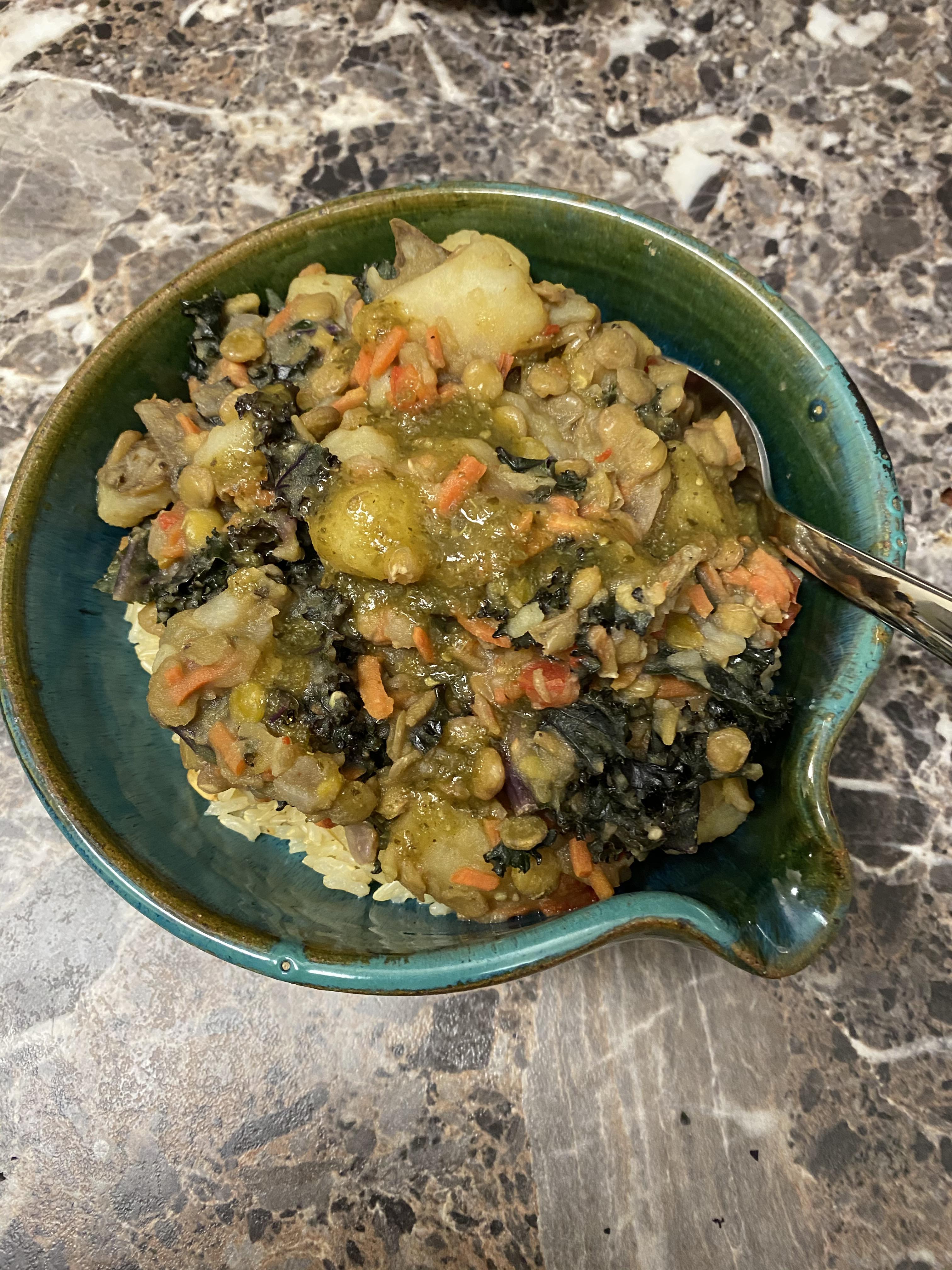 Why do my green lentils always look like baby poop? Kale, russet