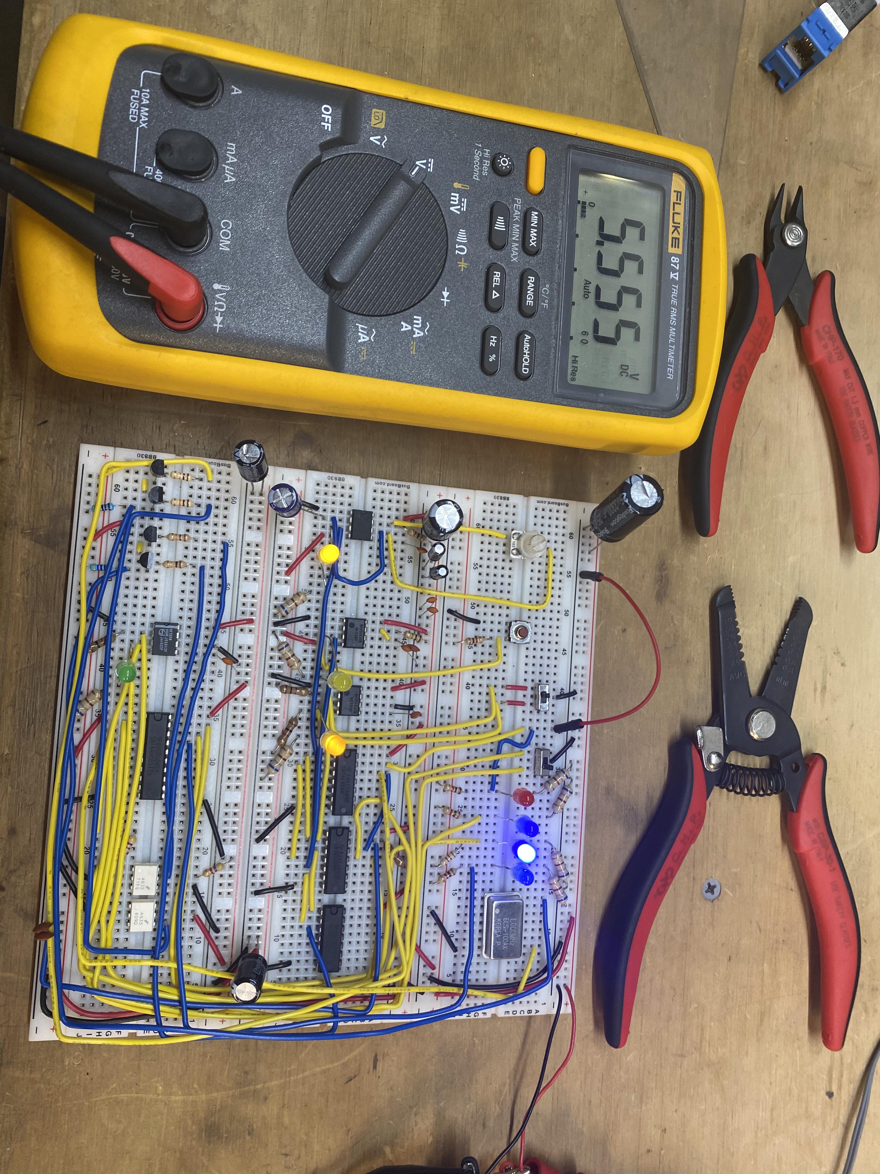 Completed Ben Eater inspired clock module. Halt Line indicator as well