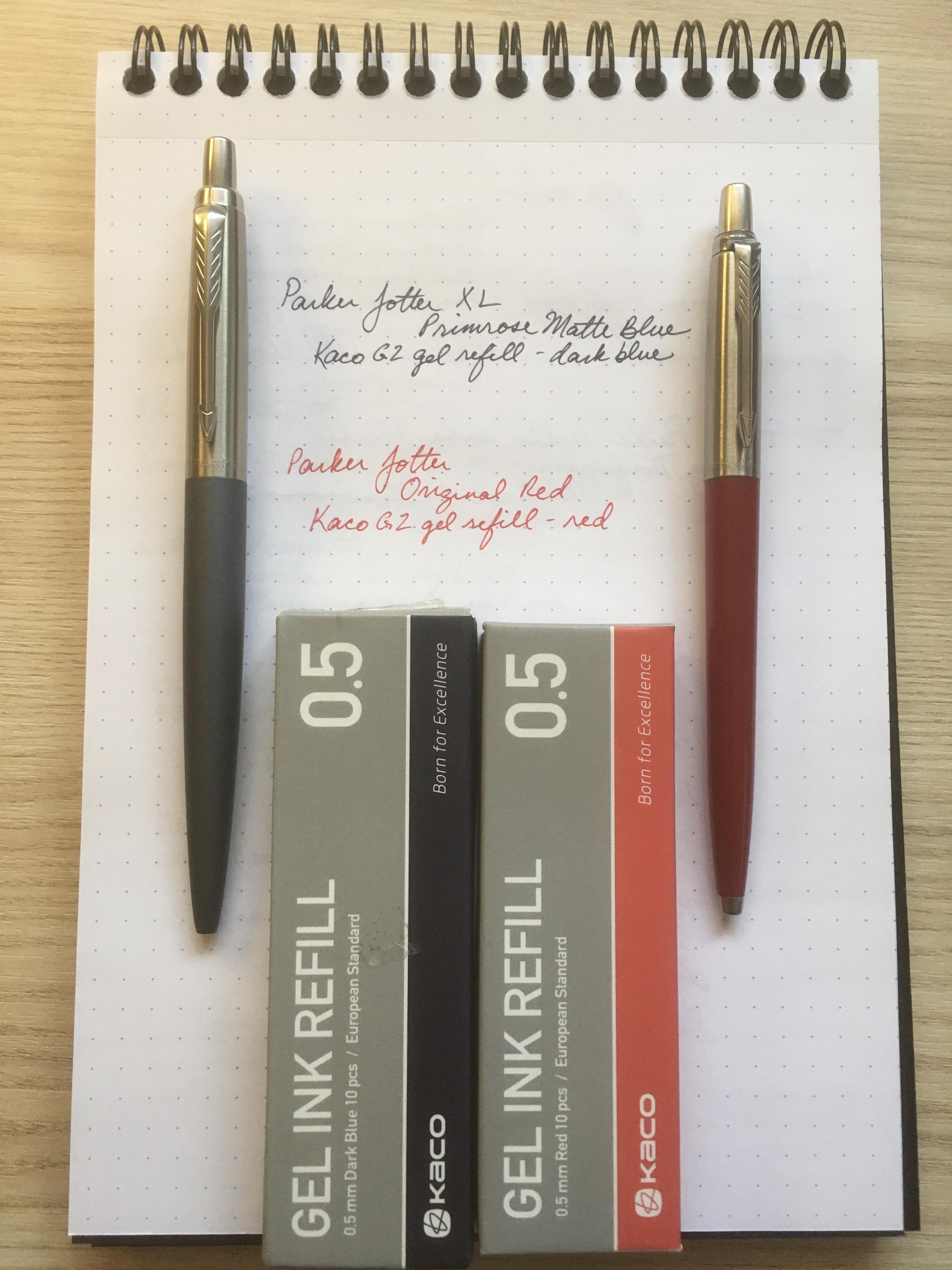 Parker Jotters and Kaco G2 gel cartridges a great combo. r/pens