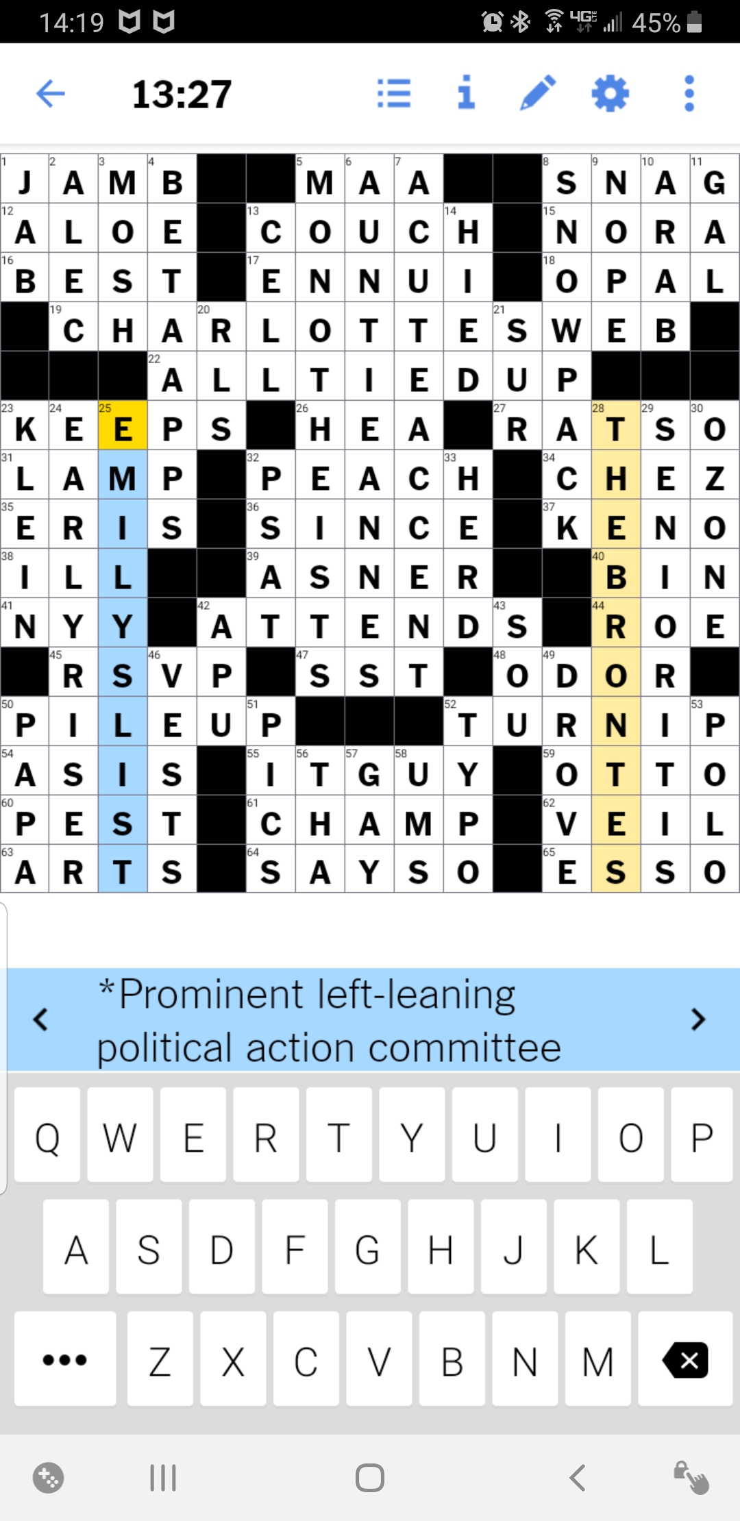 In today's NYT crossword puzzle...That girl's group with the stupid