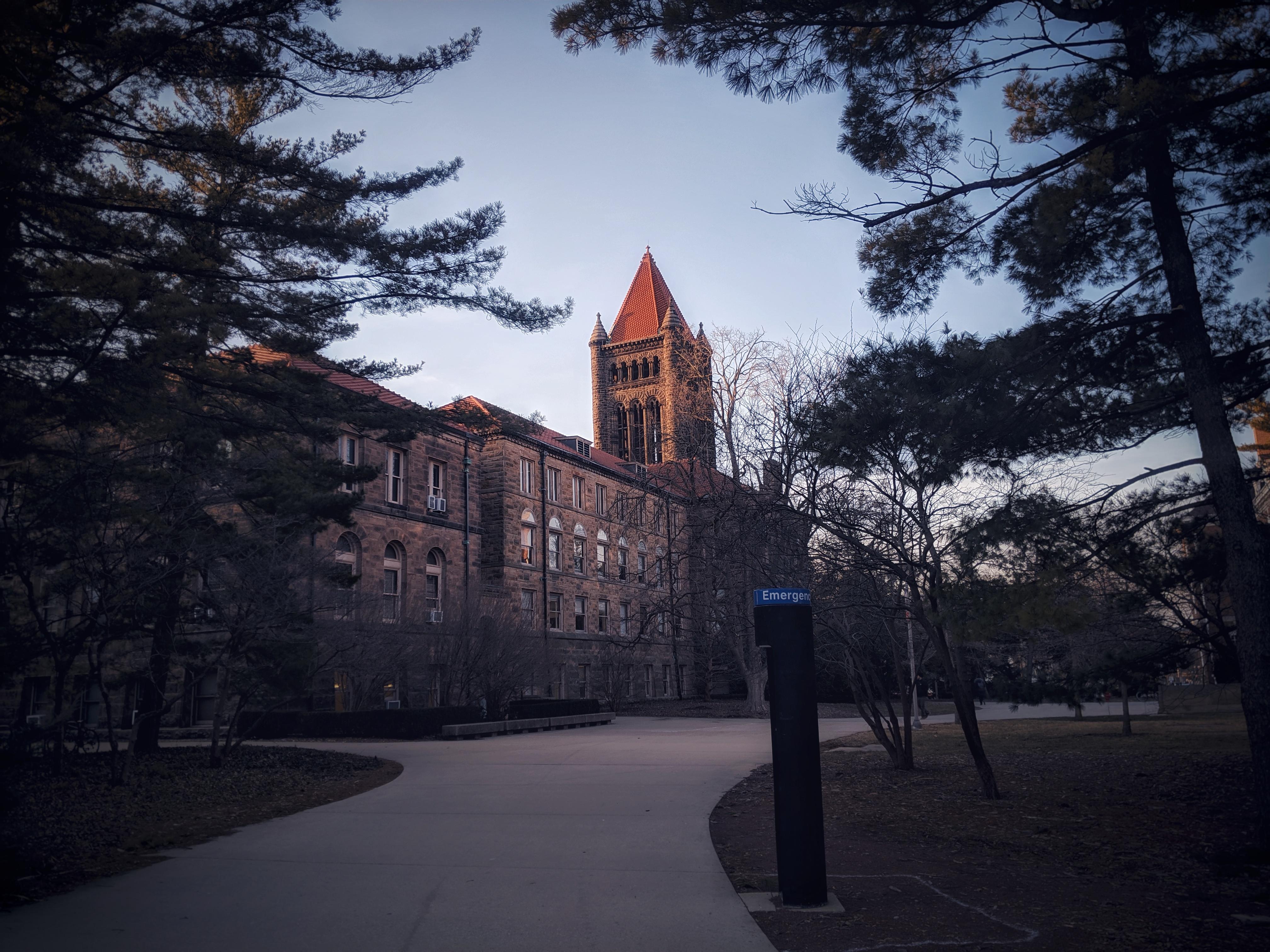Altgeld Hall's bell tower at sunset. r/UIUC
