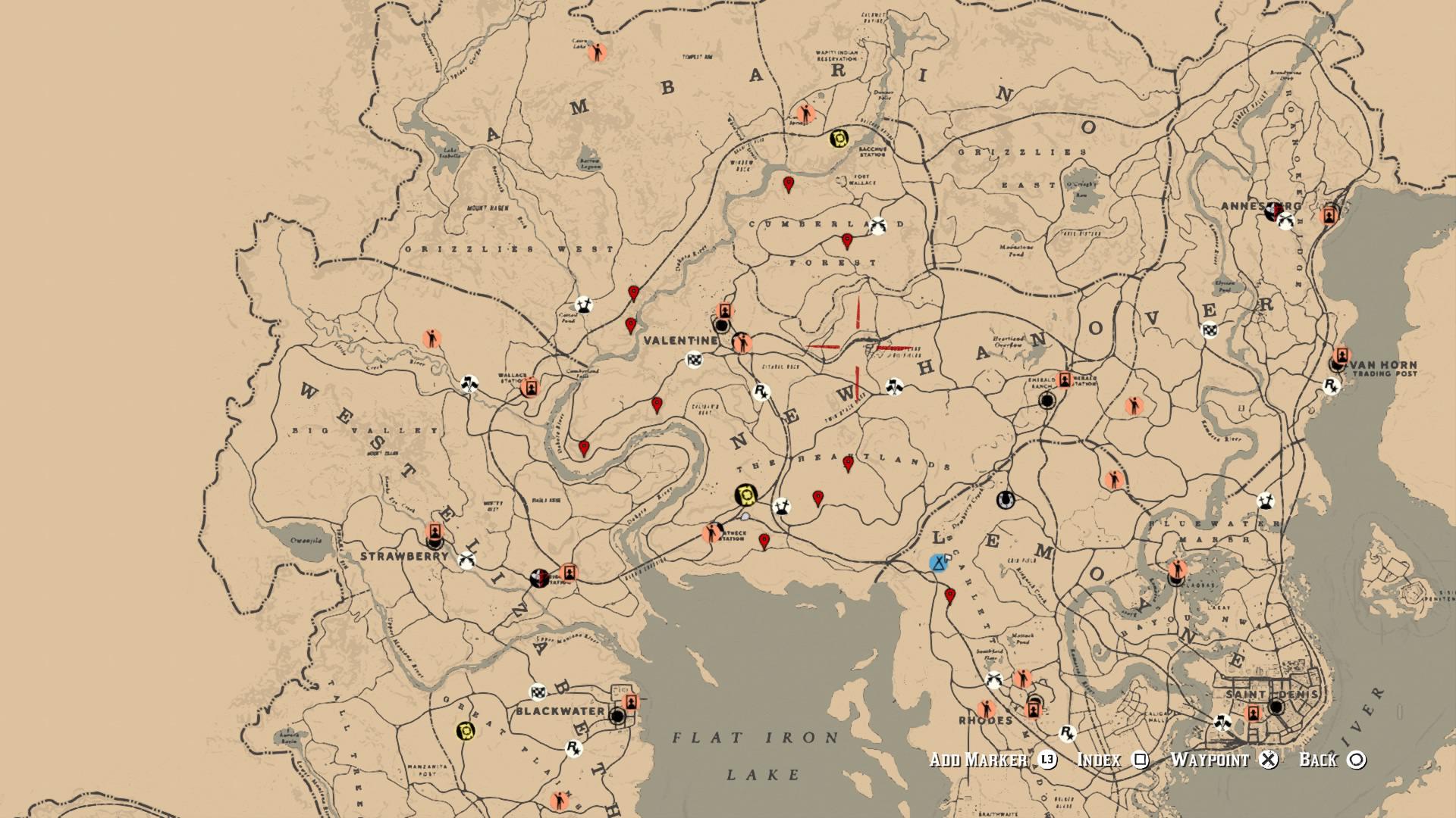 10 metal detector loot locations relatively close together. (Red