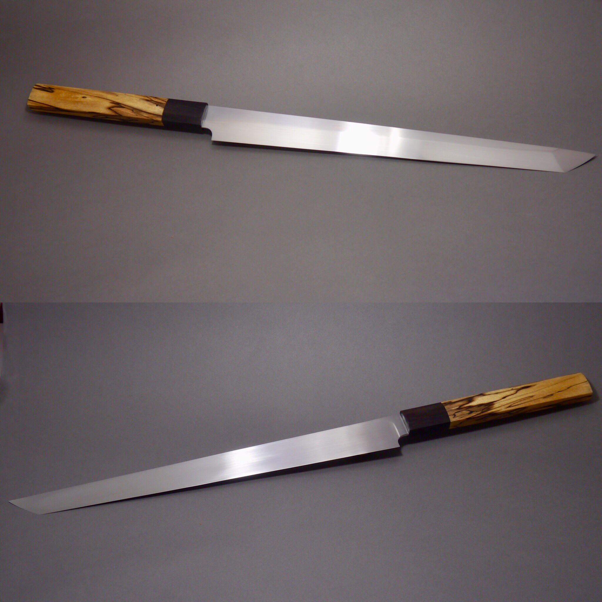 14” mini maguro bocho (tuna knife) in aebl, African Blackwood and