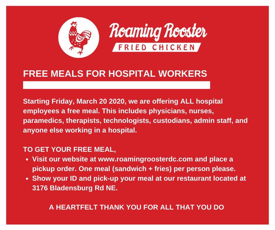 Roaming Rooster offering free meals to hospital workers starting