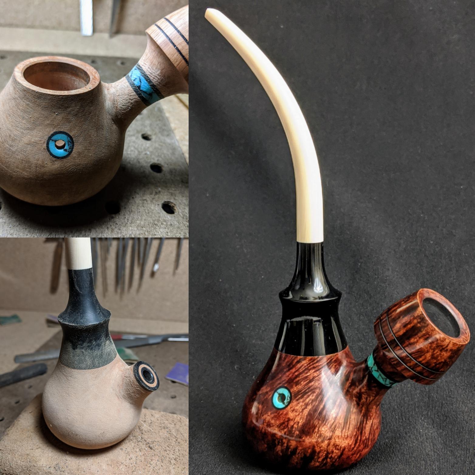 I love the irony of the "bong" style smoking pipe I made using traditional tobacco pipe